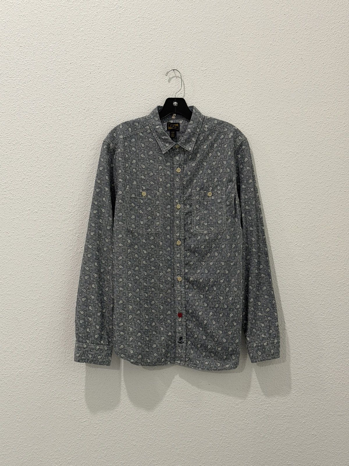 CPO CPO Button Up Shirt Men's Medium Blue White Flower Pattern Size US M / EU 48-50 / 2 - 1 Thumbnail