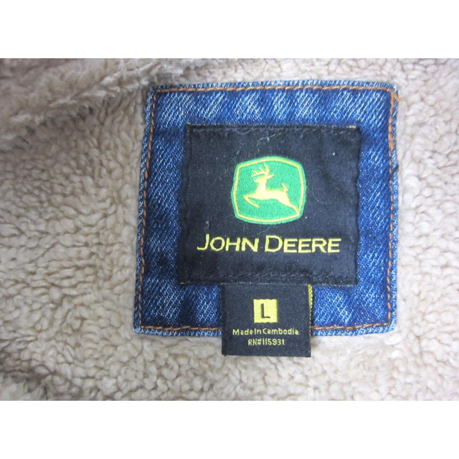 John Deere VINTAGE John Deere Jacket Mens L Blue Denim Trucker Sherpa Fleece Lined Workwear Casual 80s Mens Size US L / EU 52-54 / 3 - 7 Thumbnail