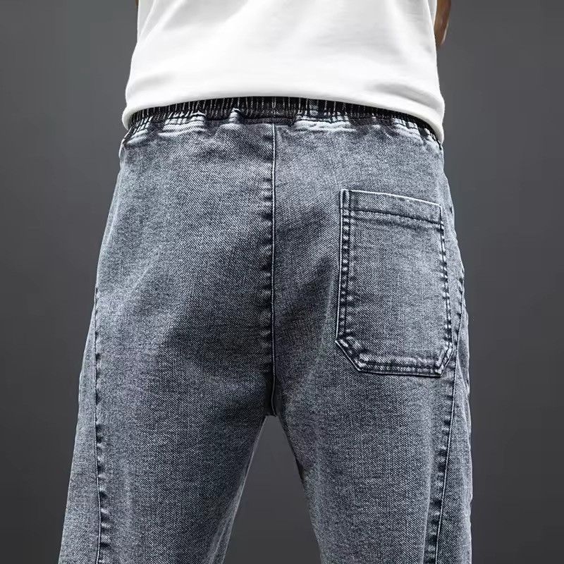 Japanese Brand Elastic Waist Grey Cargo Jeans Men Size US 31 - 7 Thumbnail