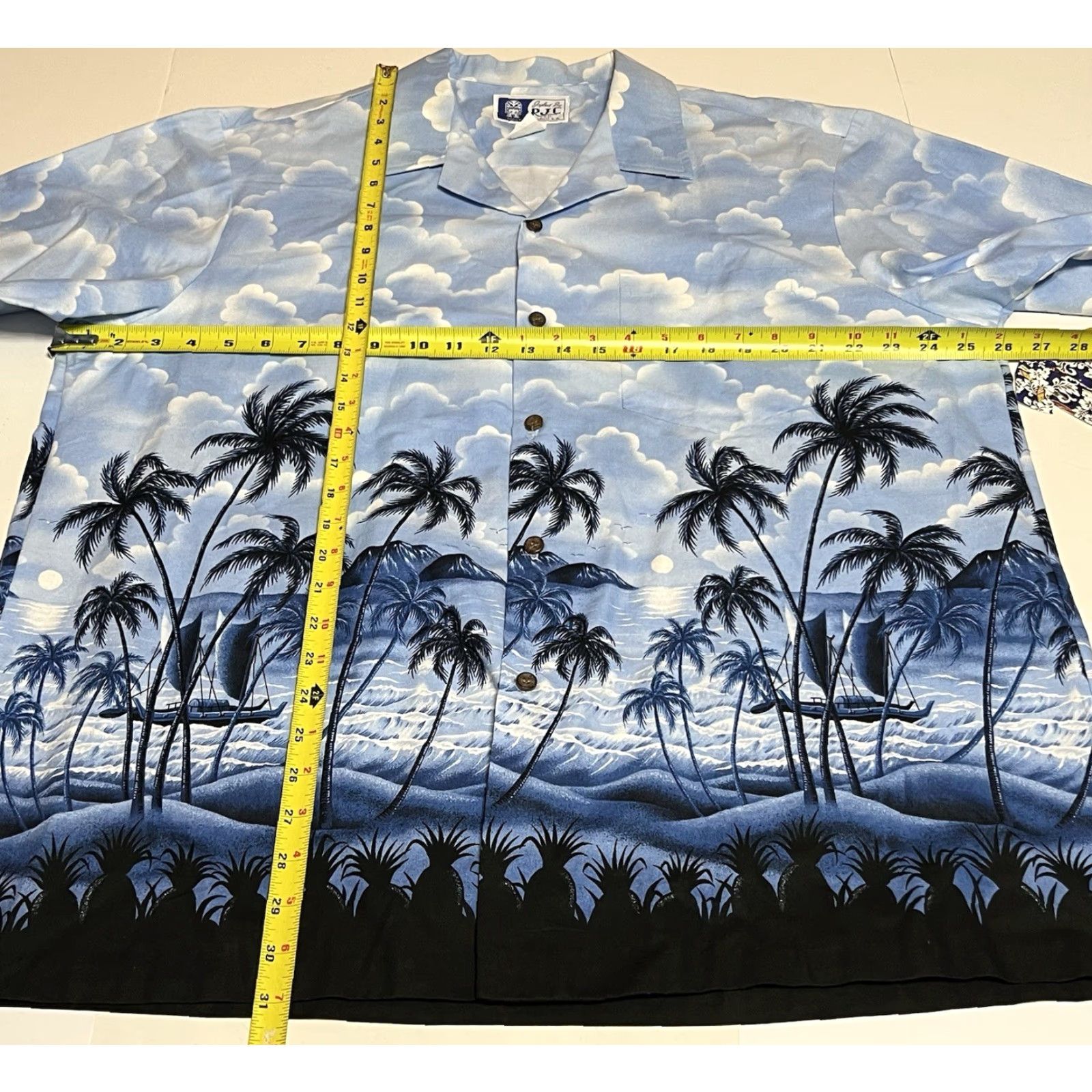 Vintage RJC Hawaiian Shirt Short Sleeve Button-Up XL Blue NWT Beach Palm Trees Size US XL / EU 56 / 4 - 4 Thumbnail