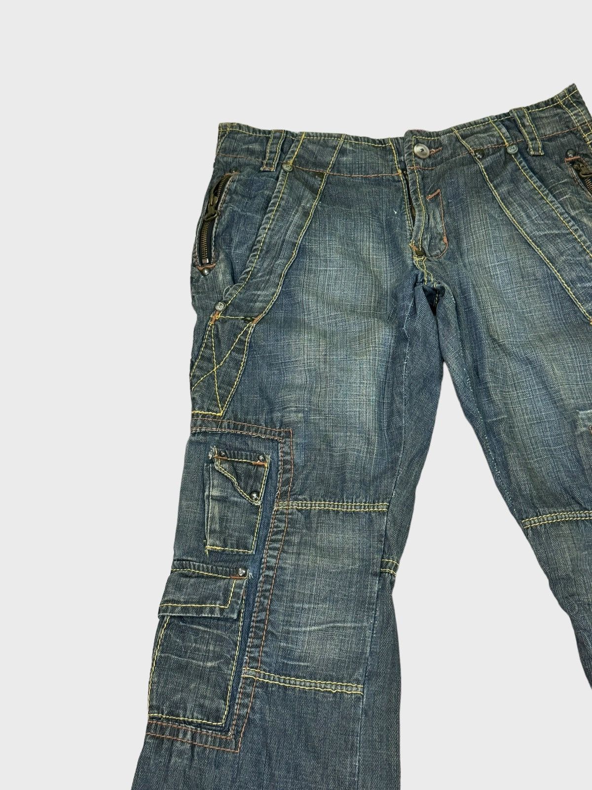 Japanese Brand EVOLUTION CARGO MULTIPOCKET DISTRESSED DENIM Size US 31 - 4 Thumbnail