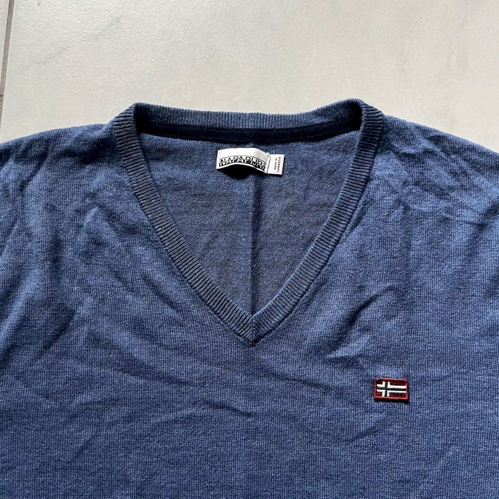 Napapijri Napapijri Sweater Mens L Blue V-Neck Wool Blend Jumper Shirt Pullover Autumn Classic Sports Outdoor Size US L / EU 52-54 / 3 - 2 Thumbnail