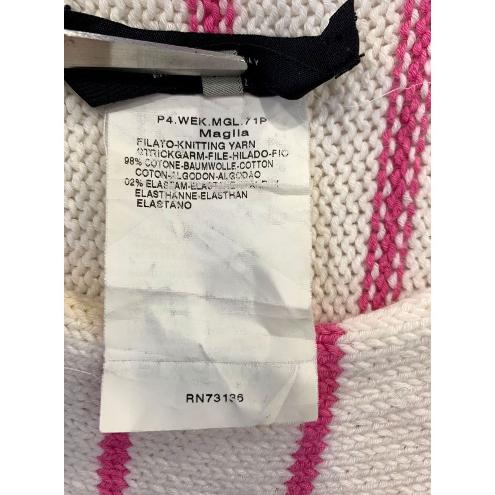 Vintage Weekend Max Mara Knit Sweater Pink Stripe White, Cotton Blend, Italy, M, Women, Pullover, 98% Cotton 2% Elastane, Stripe Pattern Size M / US 6-8 / IT 42-44 - 5 Thumbnail