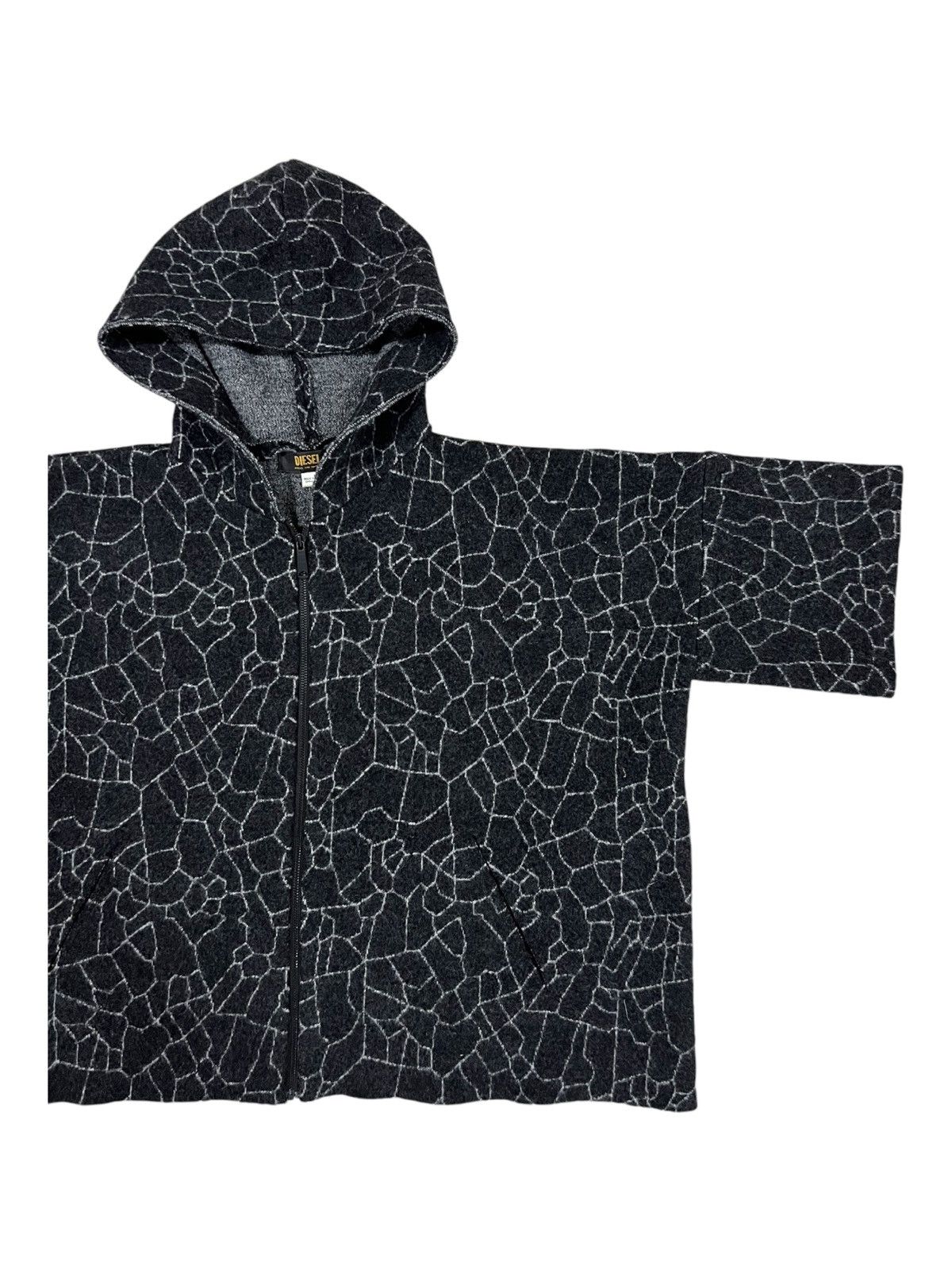 Diesel × Diesel Black Gold Y2K Diesel Dress & Impress Marble Texture Wool Hoodie Poncho Size US M / EU 48-50 / 2 - 3 Thumbnail
