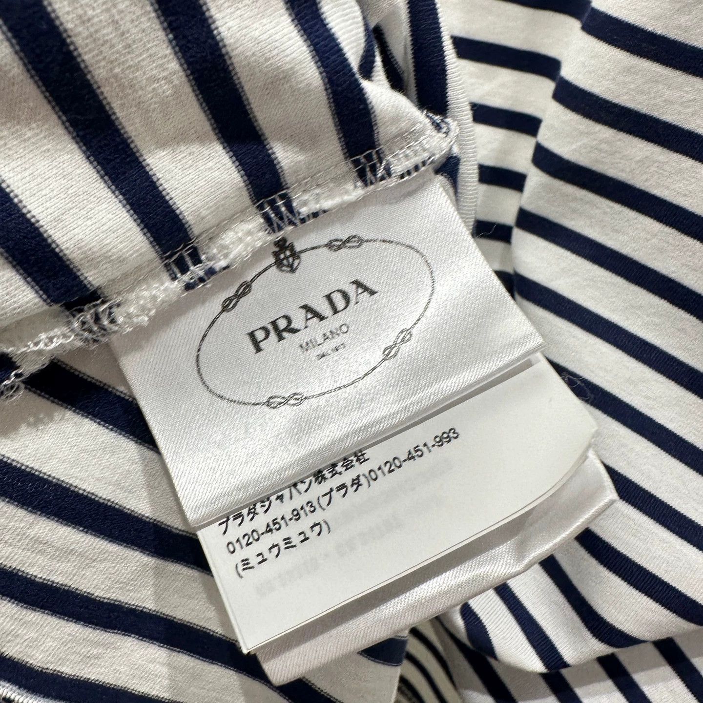 Prada Prada feb310 striped triangle logo long sleeve T-shirt S Size S / US 4 / IT 40 - 4 Thumbnail
