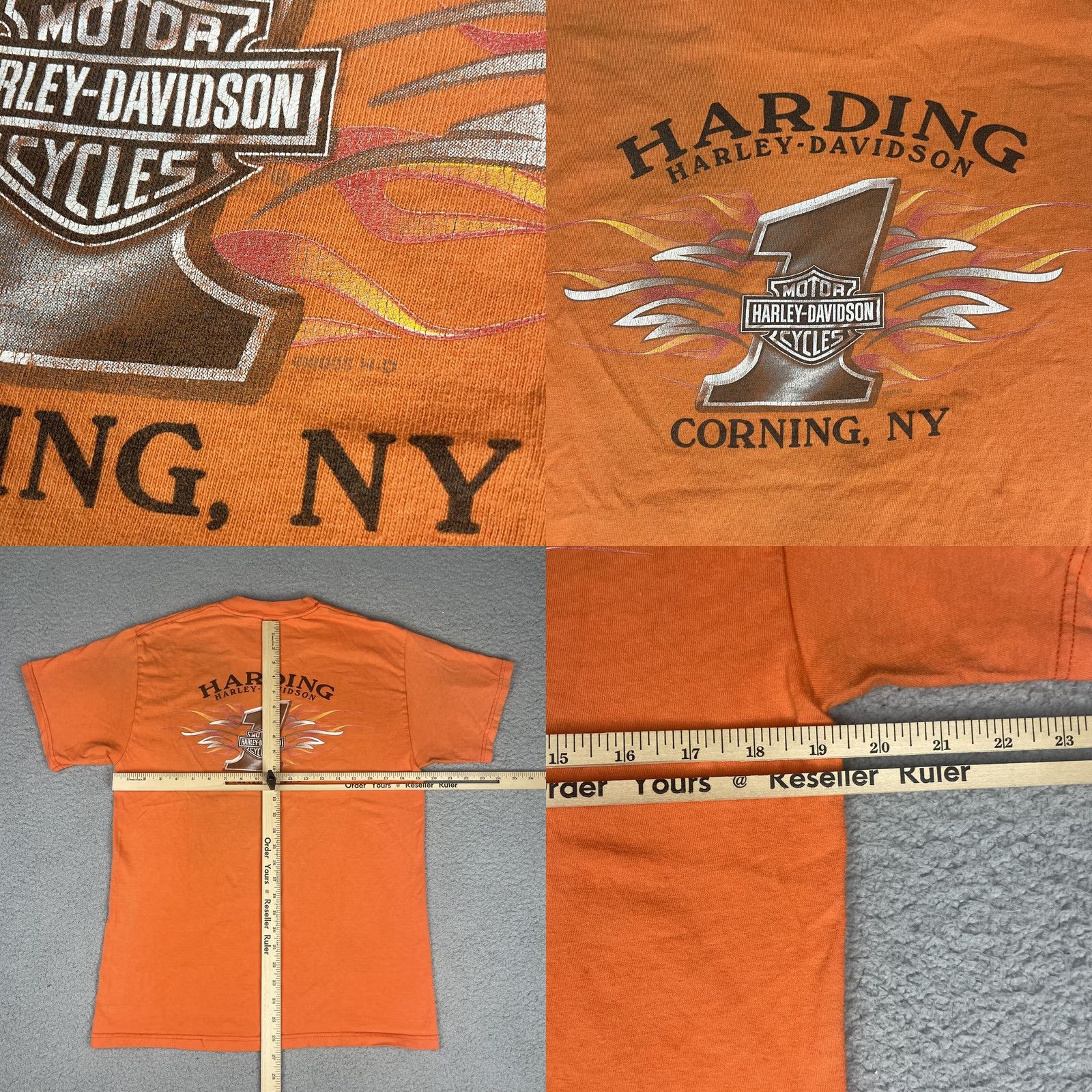 Harley Davidson VINTAGE Harley-Davidson Tshirt Adult M Orange Pocket Distressed NY Med* Shirt Mens"} Size US M / EU 48-50 / 2 - 9 Thumbnail