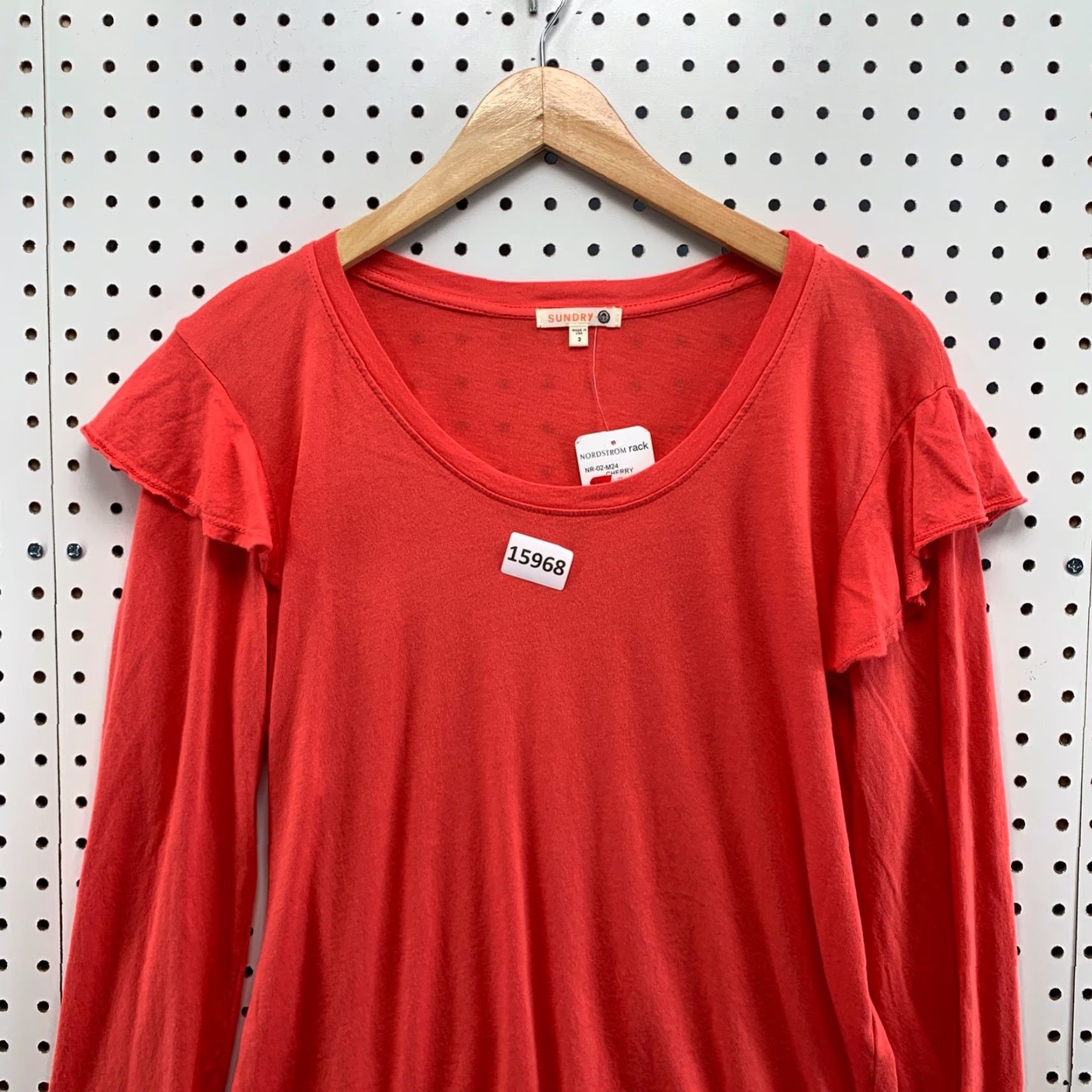 Sundry Sundry Women’s T-Shirt Long Sleeve Ruffle Cherry Red 3 Adult Womens NWT Size 3 Size XS / US 0-2 / IT 36-38 - 3 Thumbnail