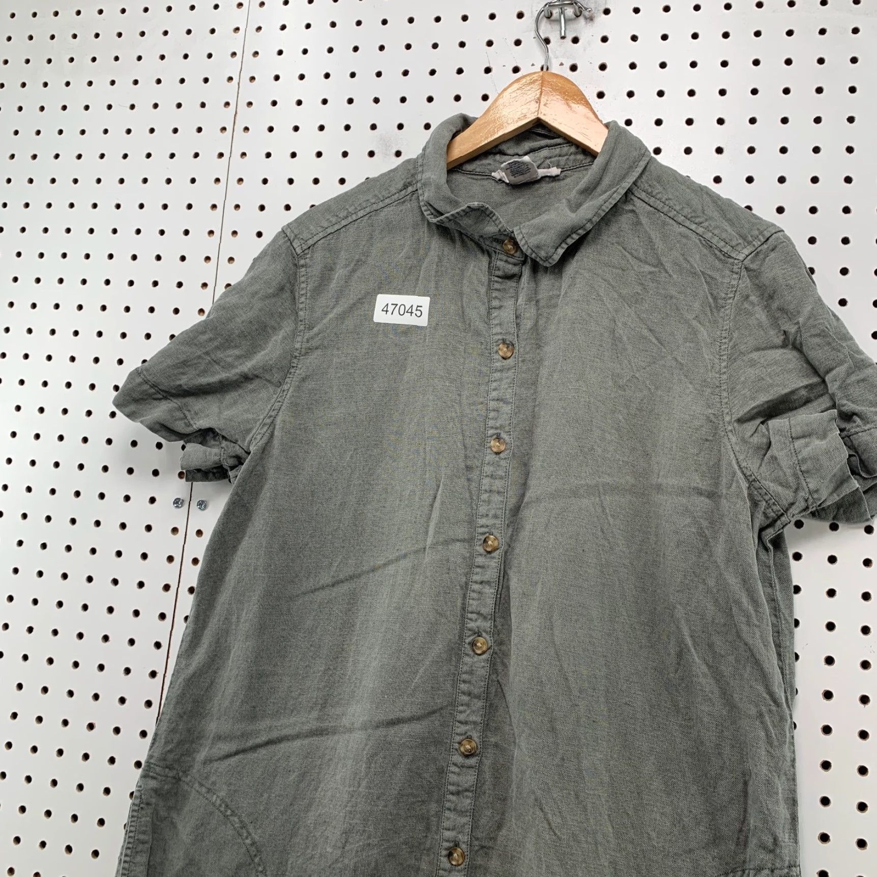 Lucky Brand Lucky Brand Linen Shirt Dress Womens XL Gray Short Sleeve Collared Pocket Shirt Dress Women XL Gray Linen Pocket Button Casual Bohemian shortcut Size XL / US 12-14 / IT 48-50 - 5 Thumbnail