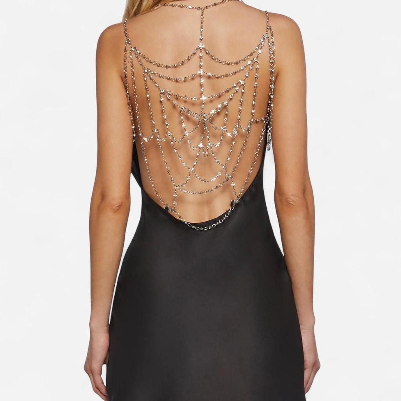 Dolls Kill Widow Beaded Spider Web Back Satin Slip Dress Size XS / US 0-2 / IT 36-38 - 4 Thumbnail