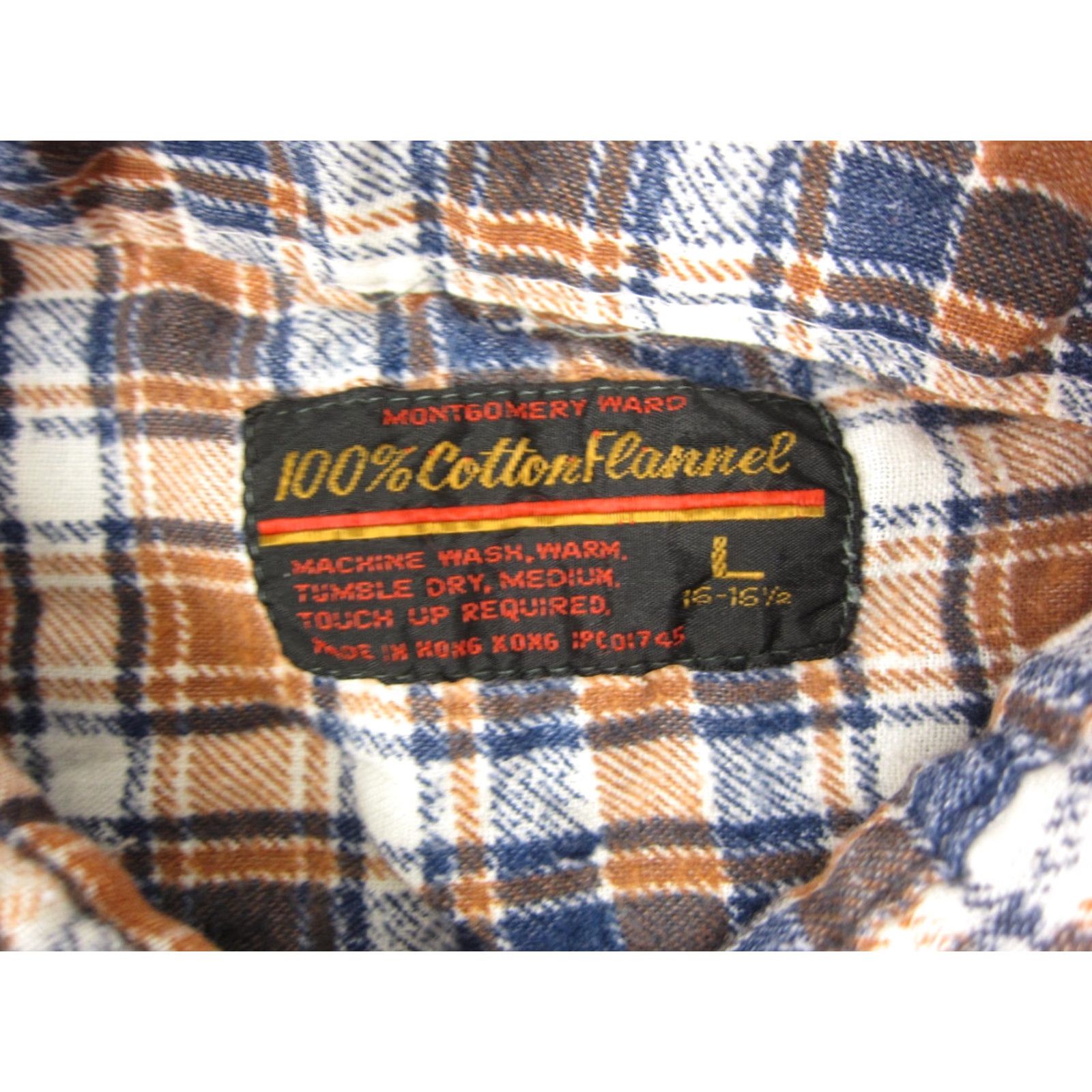 Vintage VINTAGE Montgomery Ward Shirt Mens Large Orange Blue Plaid Flannel 60s 70s Size US L / EU 52-54 / 3 - 4 Thumbnail