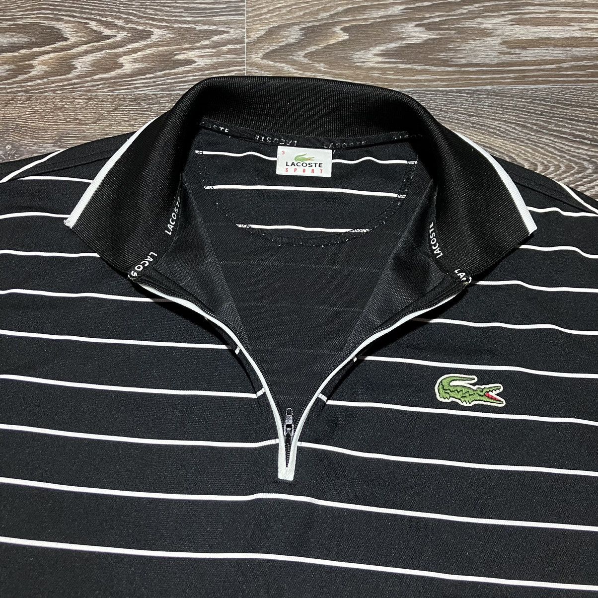 Lacoste Vintage LACOSTE Sport 1/3 Zip Black/White Striped Polo Shirt Size US L / EU 52-54 / 3 - 5 Thumbnail
