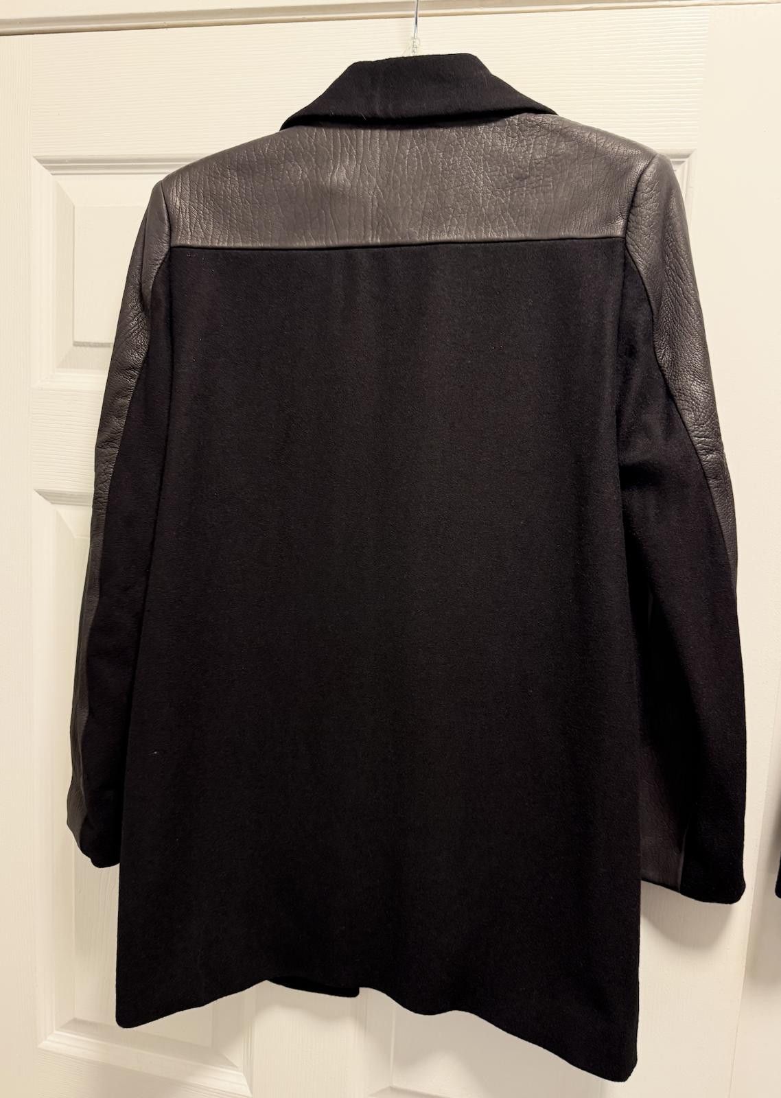 Camel Chic Black Wool Leather Arcade Coat by Cameo – XS NWT 473$ Size US XS / EU 42 / 0 - 2 Thumbnail