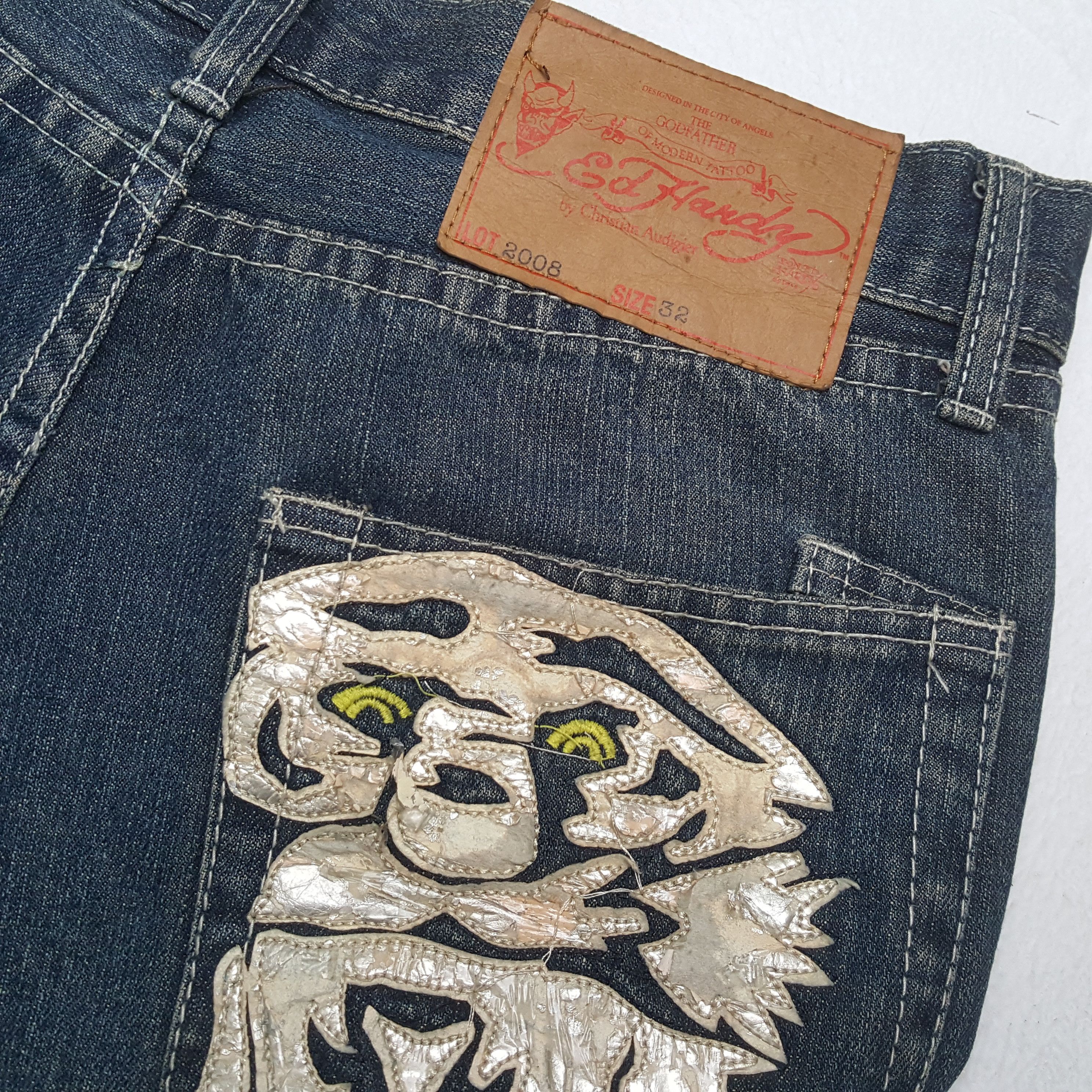 Christian Audigier × Ed Hardy × Vintage ED HARDY Designer Brand Fashion Style Custom Art Jeans Size US 30 / EU 46 - 14 Thumbnail