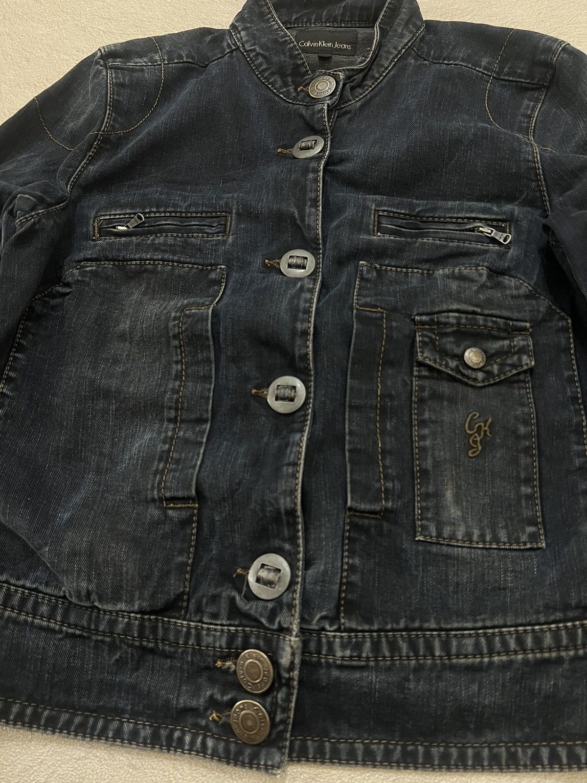Helmut Lang 2000s Calvin Klein Jeans Wash Napoleon Trucker y2k Lgb Ifsix Size US S / EU 44-46 / 1 - 3 Thumbnail
