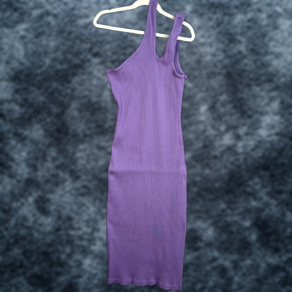 Asos ASOS Design Womens Tank Dress Purple Ribbed Knit Midi Dress 2 Sleeveless Party/Cocktail Summer Spring Womens Size XS / US 0-2 / IT 36-38 - 1 Thumbnail