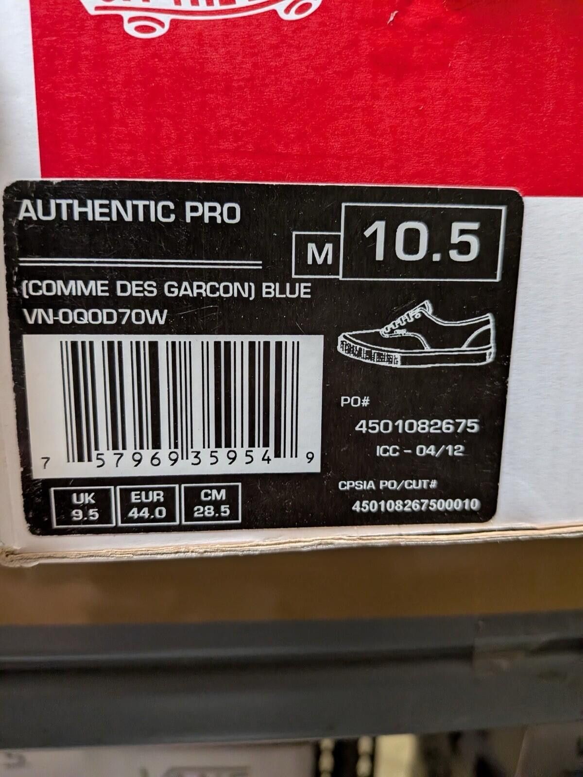 Vans Vans Supreme Comme Des Garcon Authentic Pro Blue US10.5 Size US 10.5 / EU 43-44 - 7 Thumbnail