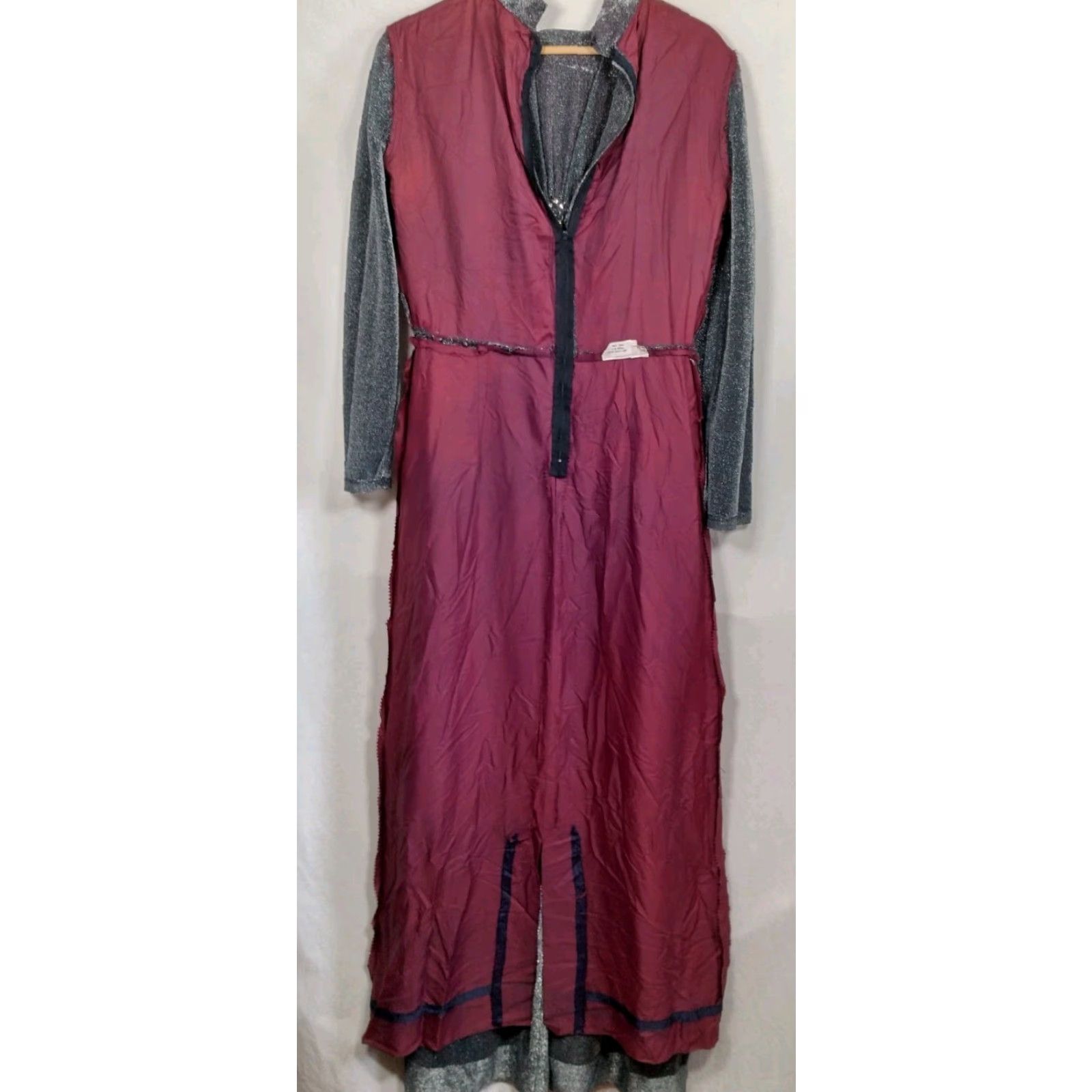 Vintage VINTAGE Evening Gown Maxi 59" Long Silver Metallic 1970s Size 16 Womens Party Event Beaded Rhinestones Size XXL / US 16-18 / IT 52-54 - 3 Thumbnail