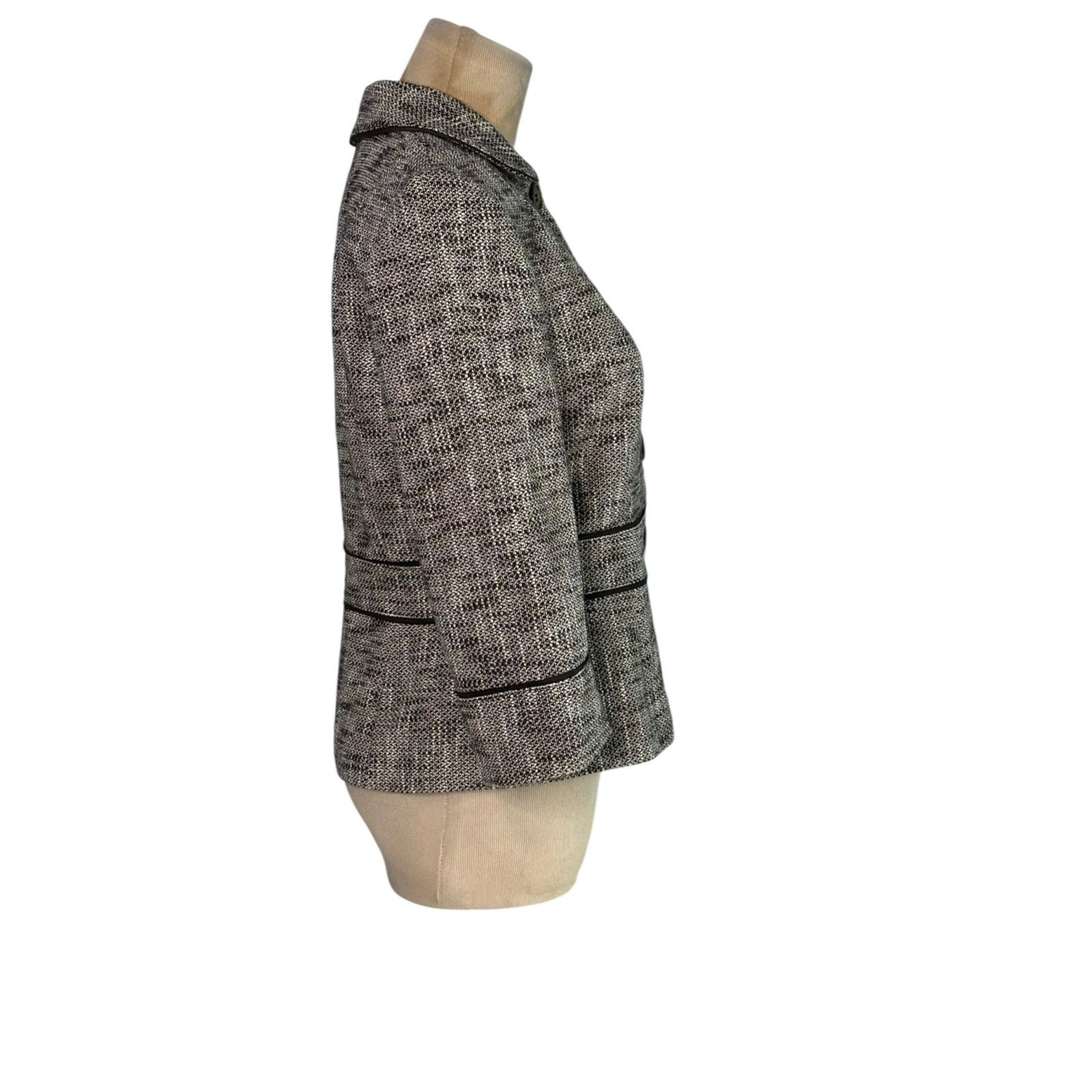 Loft Loft brown tweed 3/4 sleeves buttoned blazer jacket size 4P Size S / US 4 / IT 40 - 10 Thumbnail