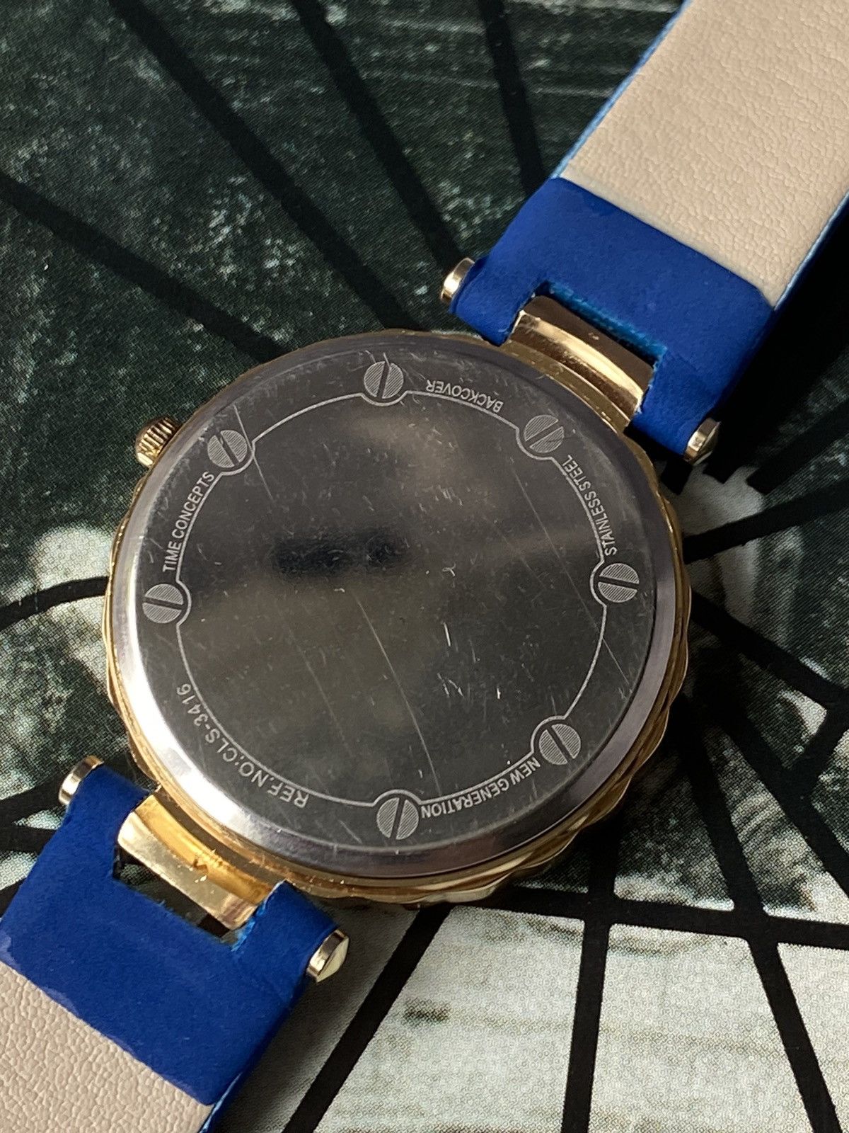 Japanese Brand × Jewelry × Vintage Vintage Coliseum Skeleton Watch Blue Strap Working Size ONE SIZE - 5 Thumbnail