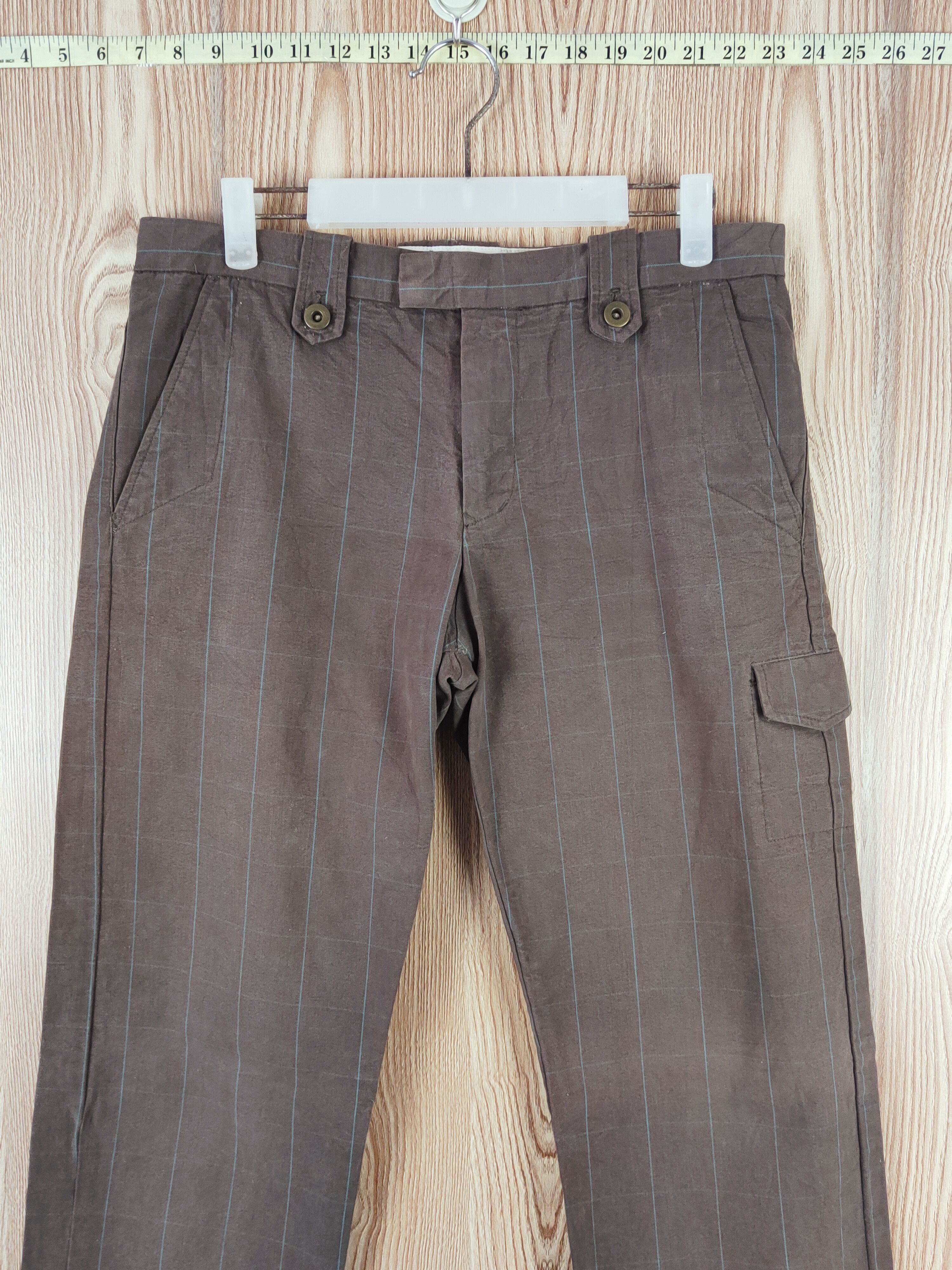 Japanese Brand × OVER THE STRiPES × Vintage Rna Dark Brown Faded stripe vintage Casual Pants #W087 Size 31" - 2 Thumbnail