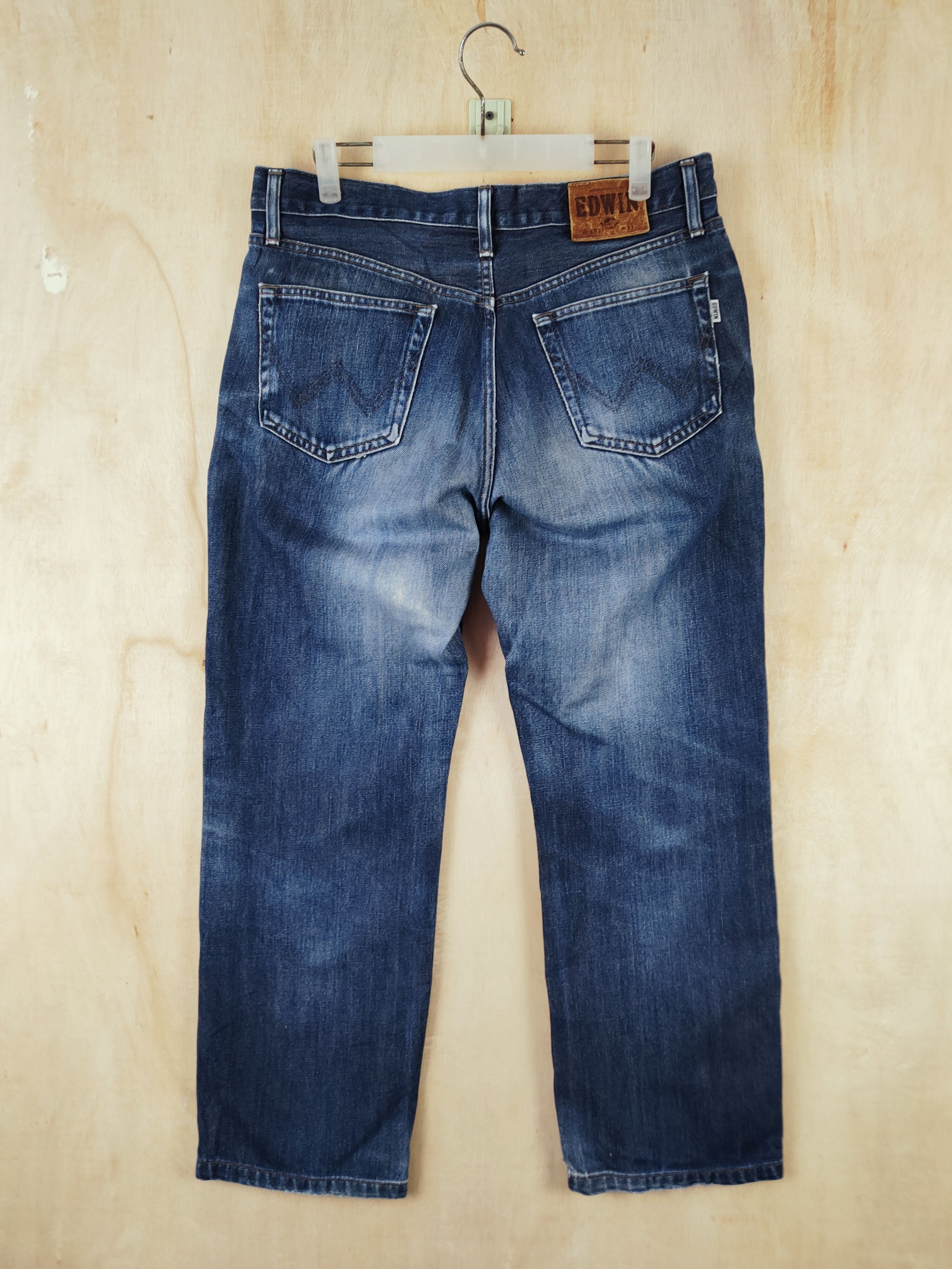 Edwin Edwin Dark Blue Distressed Ripped Jeans #S2653 Size US 33 - 9 Thumbnail