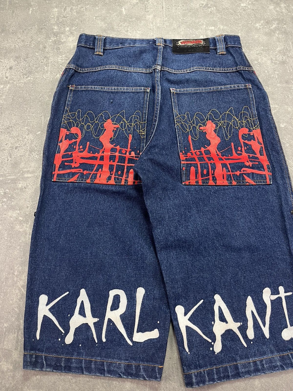 Karl Kani Karl Kani Printed Big Pockets Logo Long Denim Jorts Shorts Size US 30 / EU 46 - 10 Thumbnail