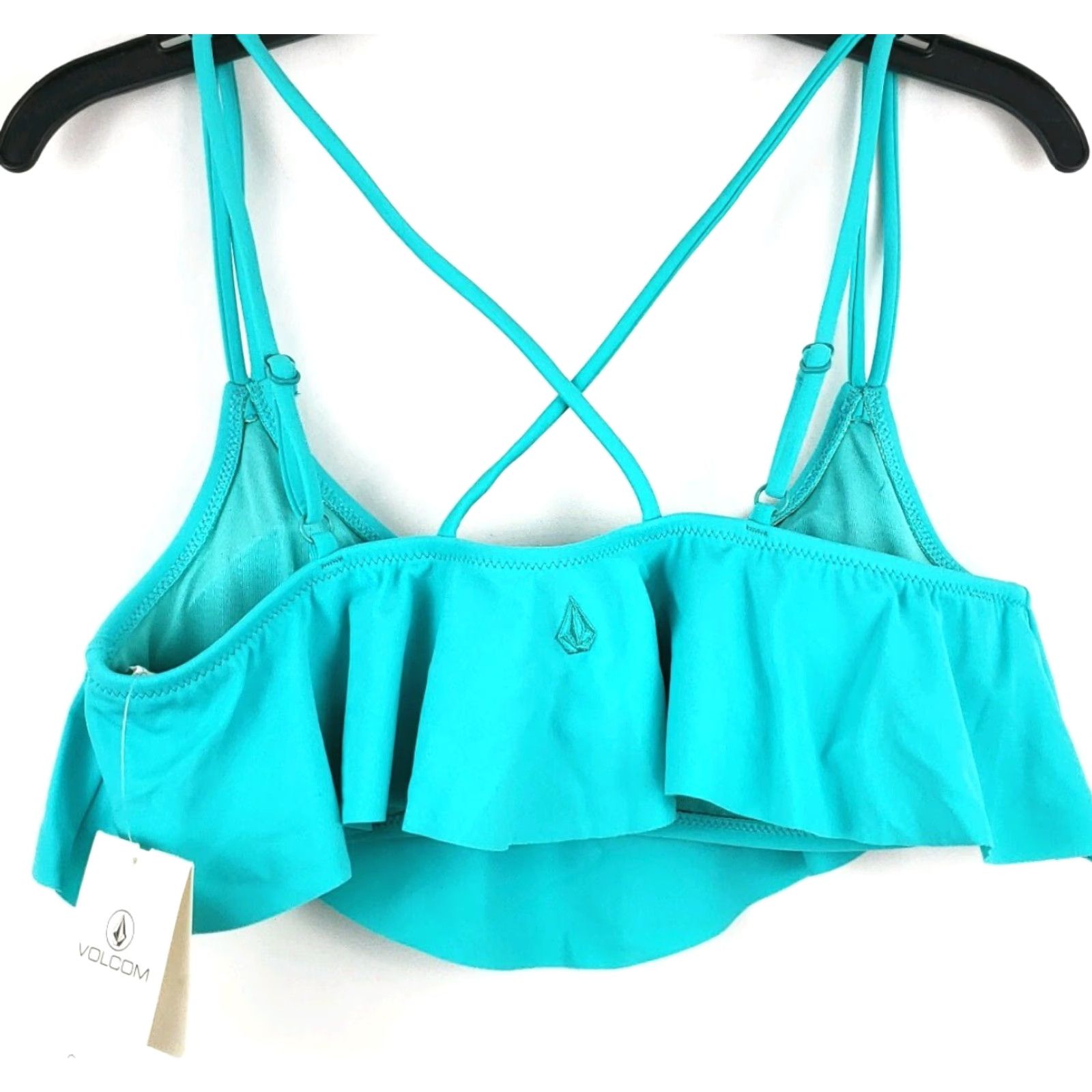 Volcom VINTAGE Volcom Bikini Top Womens Medium Aqua Blue Ruffled Bandeau Swimsuit Beach 90s Ladies Size M / US 6-8 / IT 42-44 - 4 Thumbnail