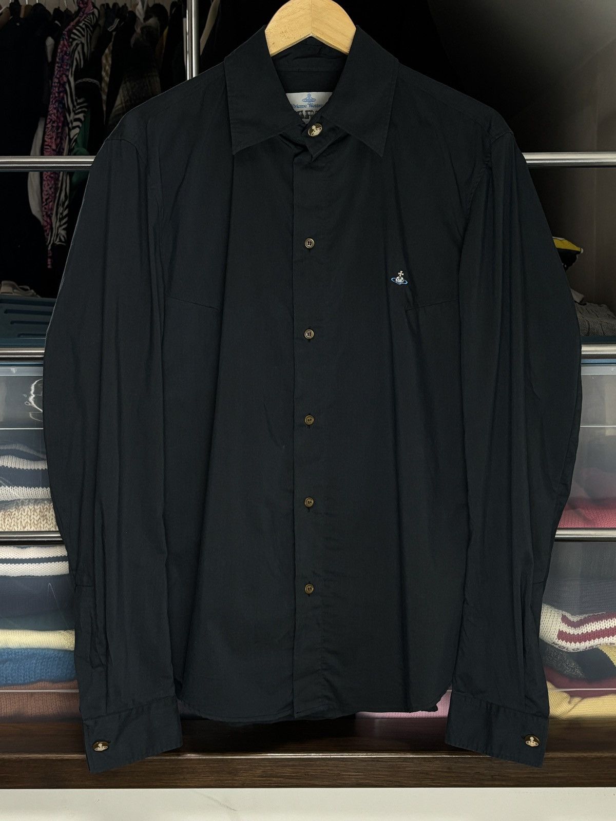Vivienne Westwood Vivienne Westwood Dark Navy Button Up Luxury Vintage Shirt Size US XL / EU 56 / 4 - 1 Thumbnail
