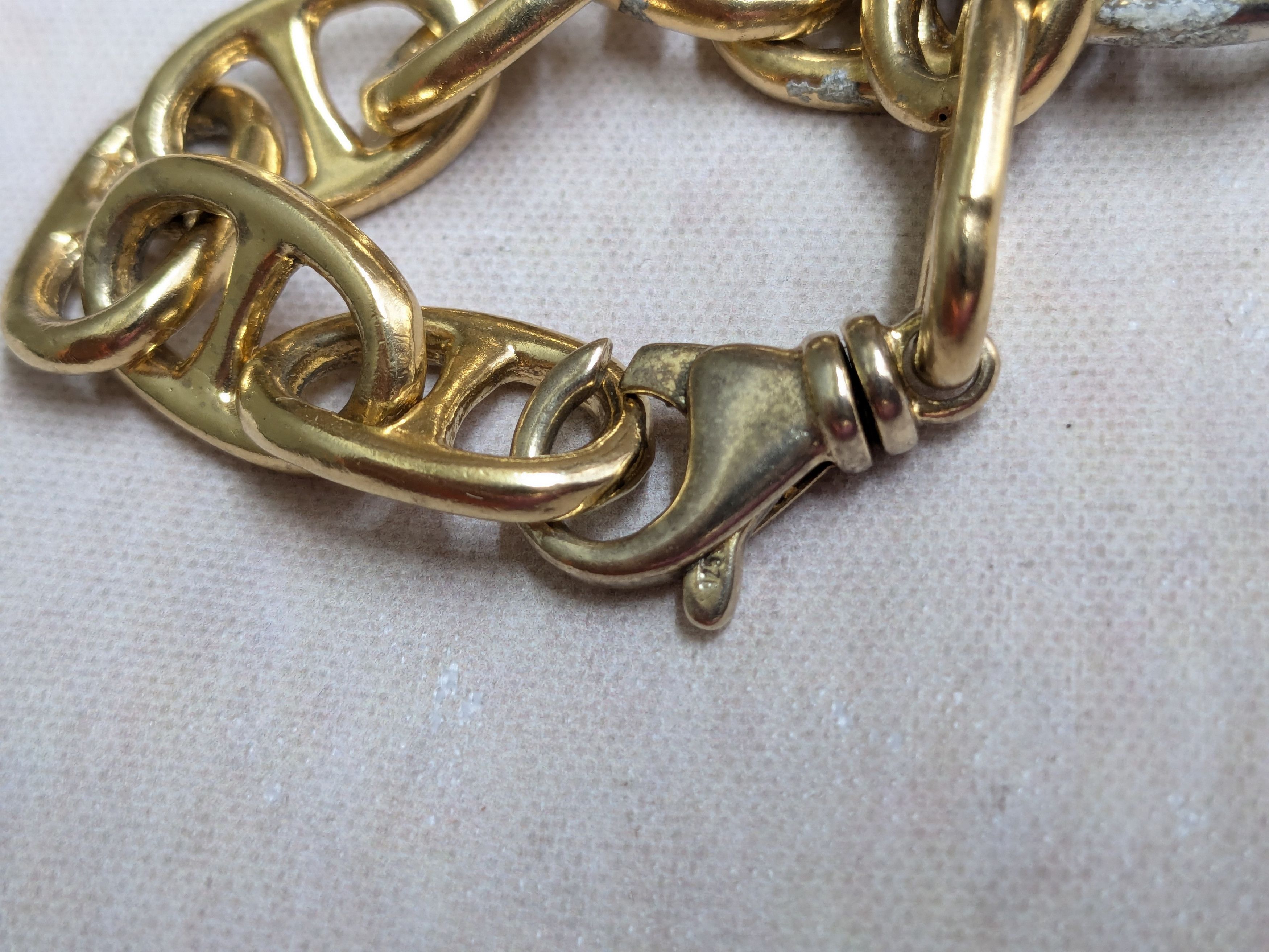 Jewelry Vintage Sterling Silver Bracelet Anchor Mariner Gold 7.25 Size ONE SIZE - 12 Thumbnail