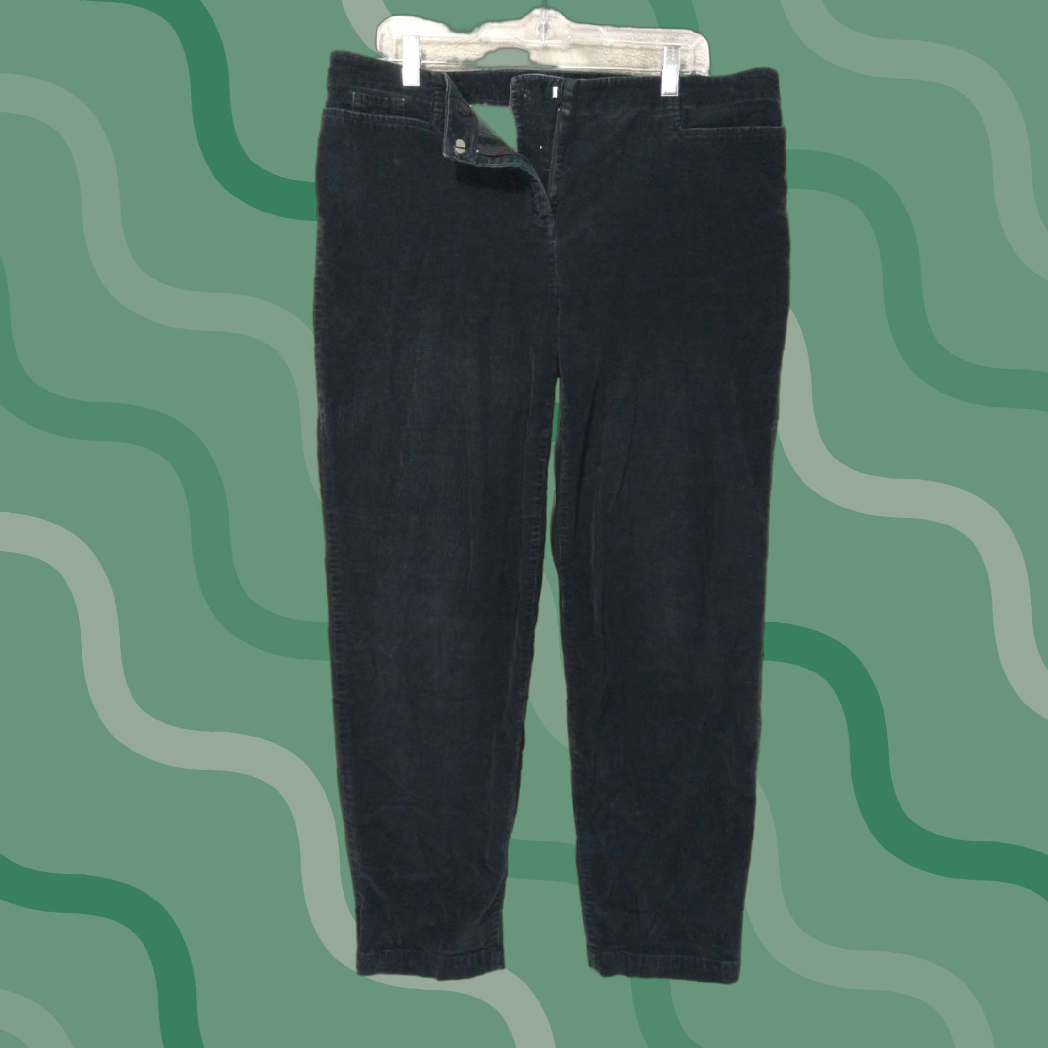 J. Jill J. Jill Womens Pants 12 Black Corduroy Straight Leg Mid Rise Stretch Chino Casual Size 34" / US 12 / IT 48 - 1 Thumbnail