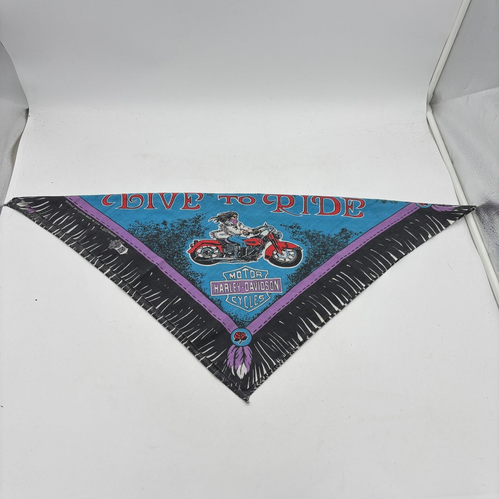 Harley Davidson × Vintage Vintage Harley Davidson Bandana Live To Ride Ride To Live Size ONE SIZE - 6 Thumbnail
