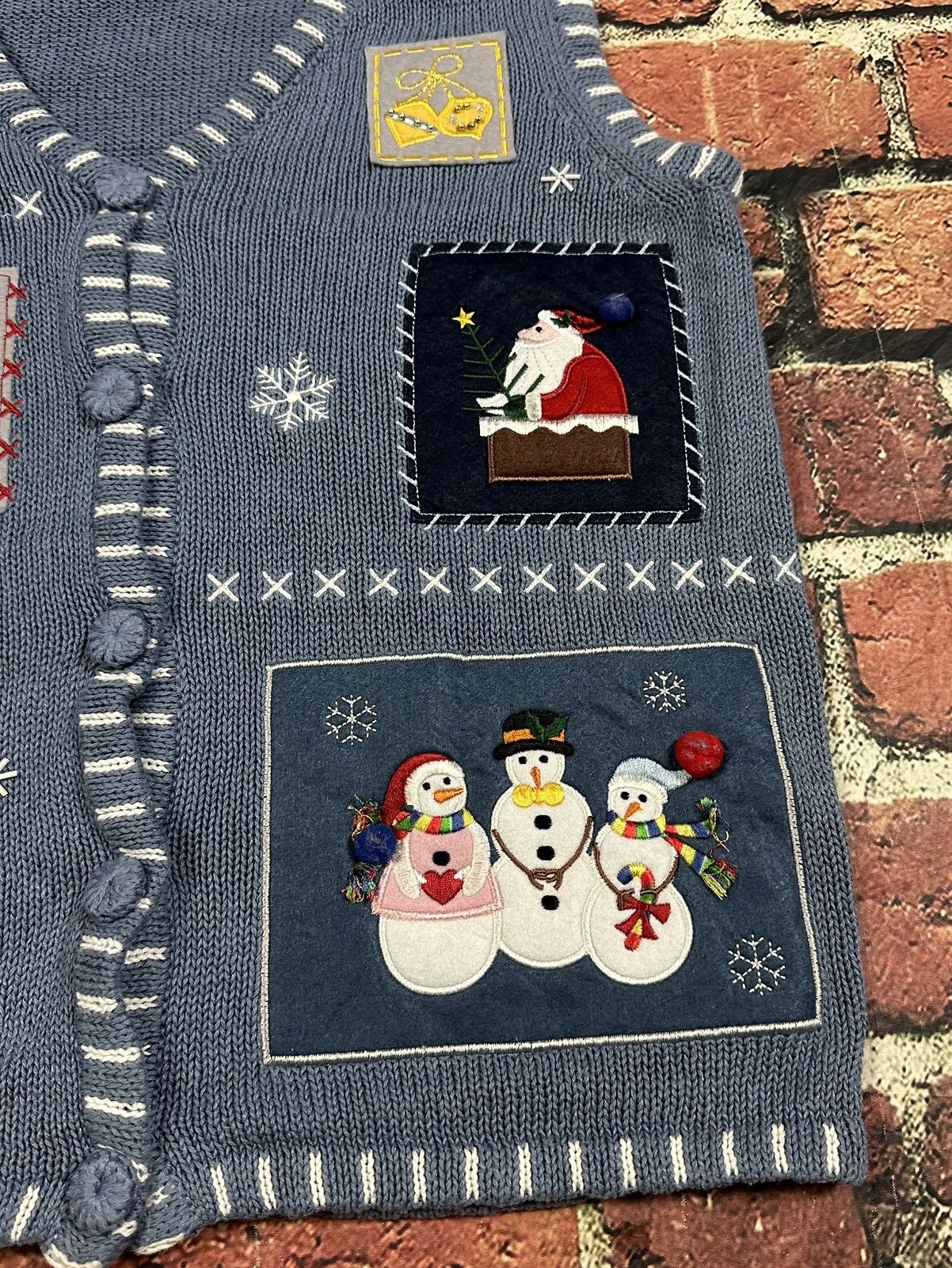 Holiday Brand Holiday Editions Christmas Sweater Vest Granny Snowman Santa Size M / US 6-8 / IT 42-44 - 4 Thumbnail