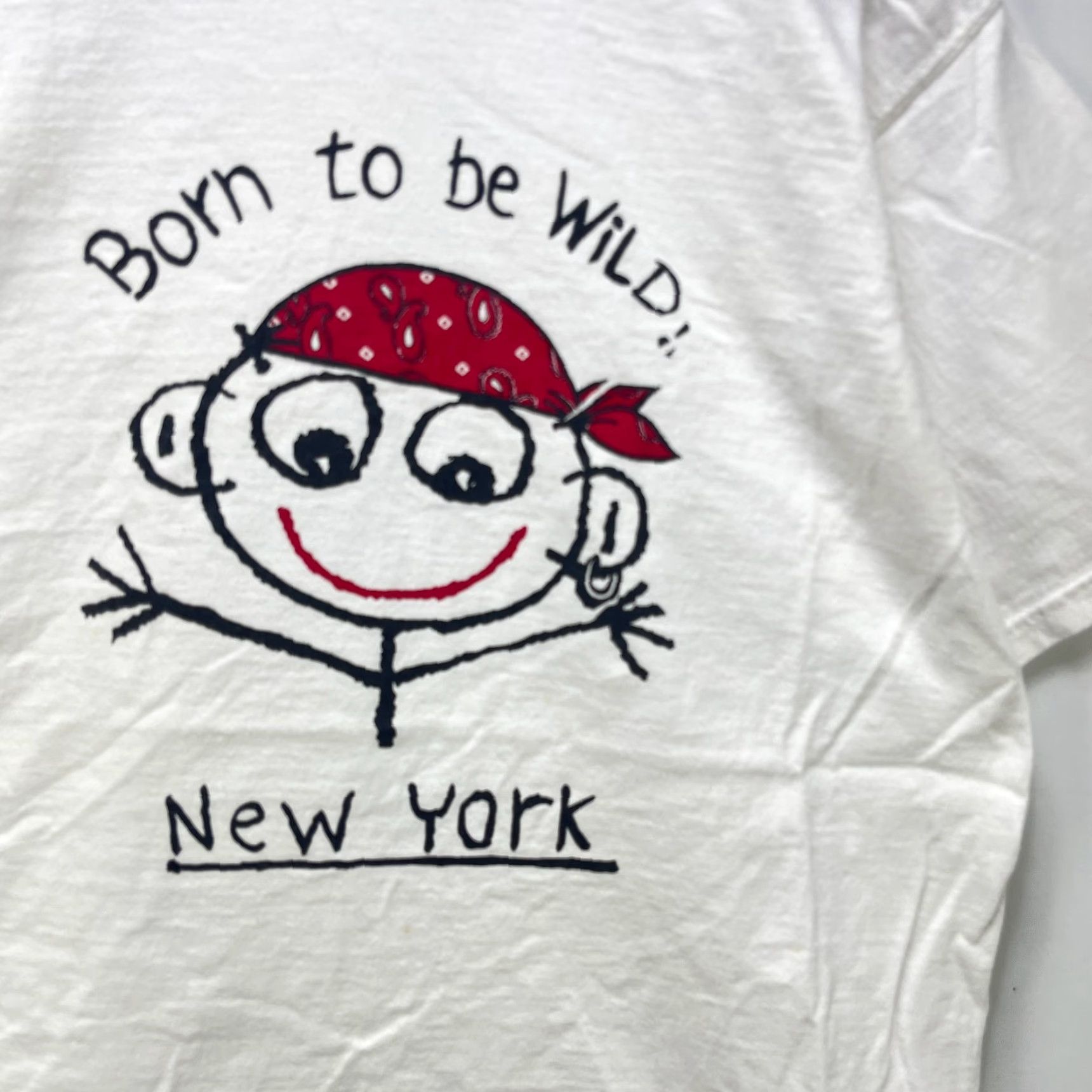Born VINTAGE New York Born To Be Wild Souvenir T Shirt L White 90s 1990s Barbie Friends & Family Mens Shirt Vintage Size US L / EU 52-54 / 3 - 2 Thumbnail
