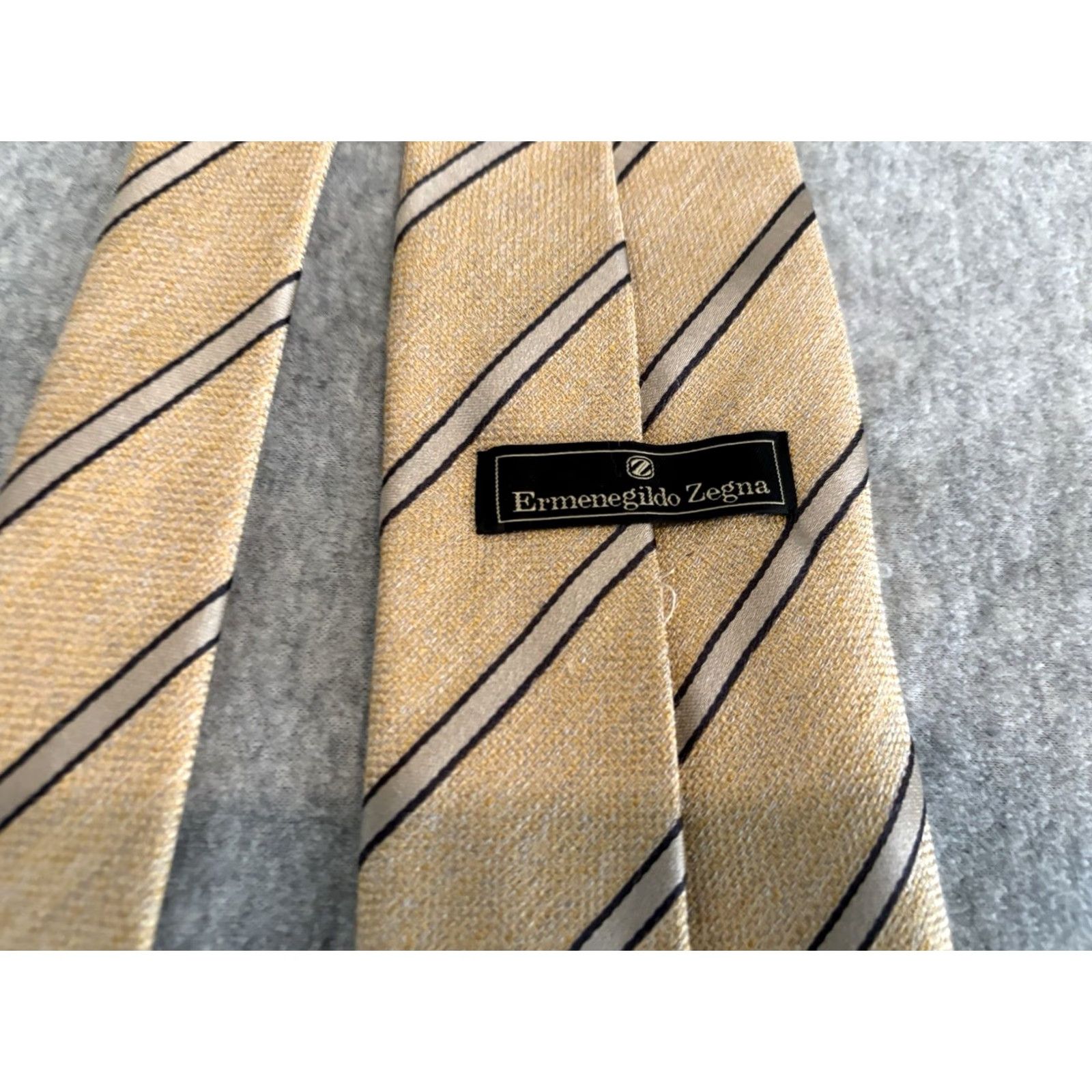 Ermenegildo Zegna Ermenegildo Zegna Tie Striped Silk Gold 100% Silk Men Classic 57"-60" Italy Size ONE SIZE - 3 Thumbnail