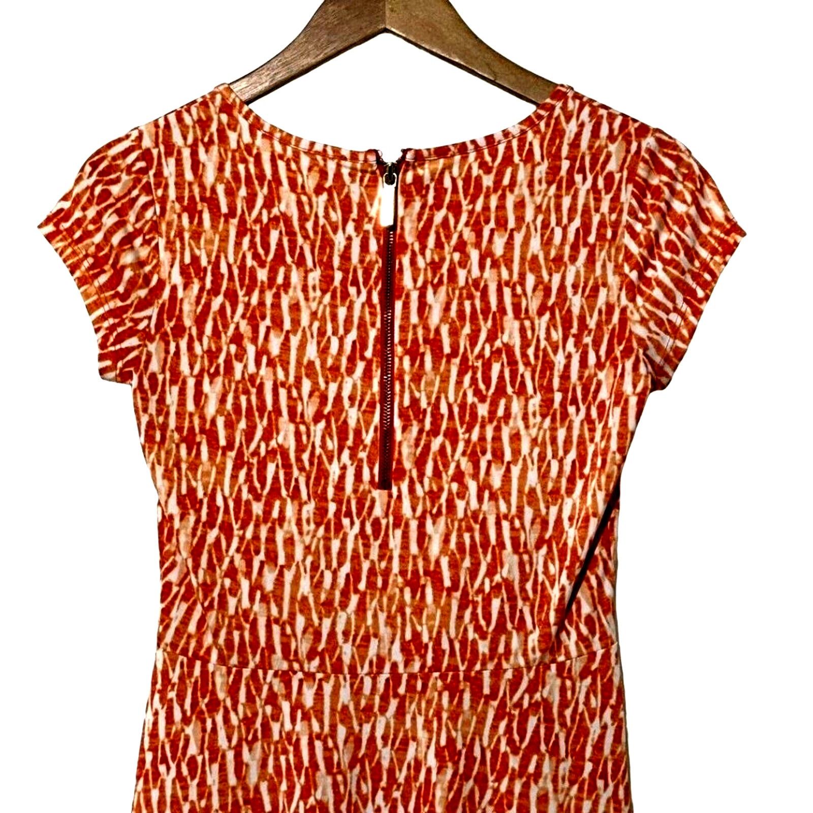 Michael Kors Michael Kors Dress Womens XS Orange & White Cap Sleeve Size XS / US 0-2 / IT 36-38 - 4 Thumbnail