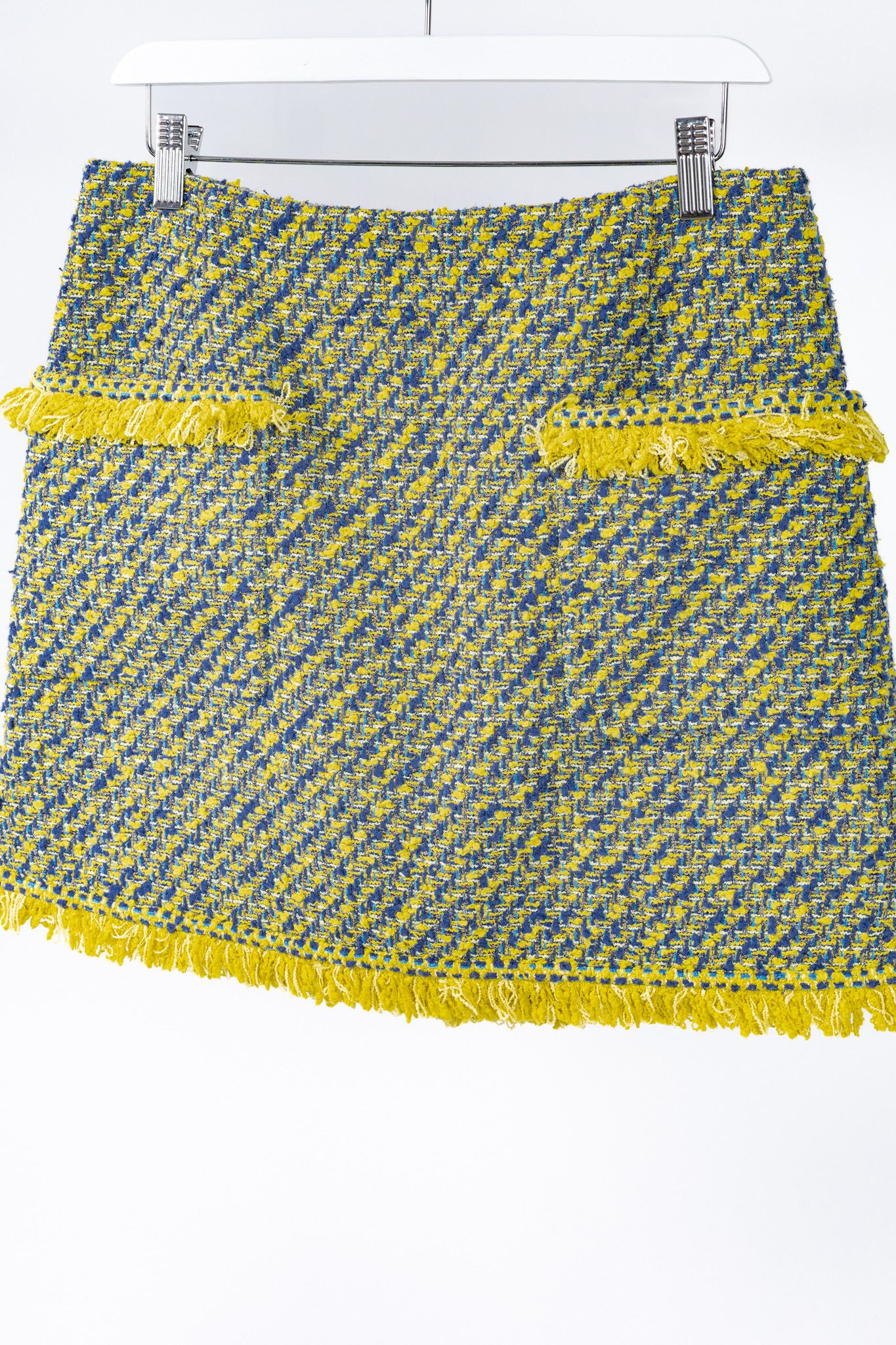 Louis Vuitton Louis Vuitton Yellow & Blue Cotton-Tweed Mini Skirt Size 28" / US 6 / IT 42 - 3 Thumbnail
