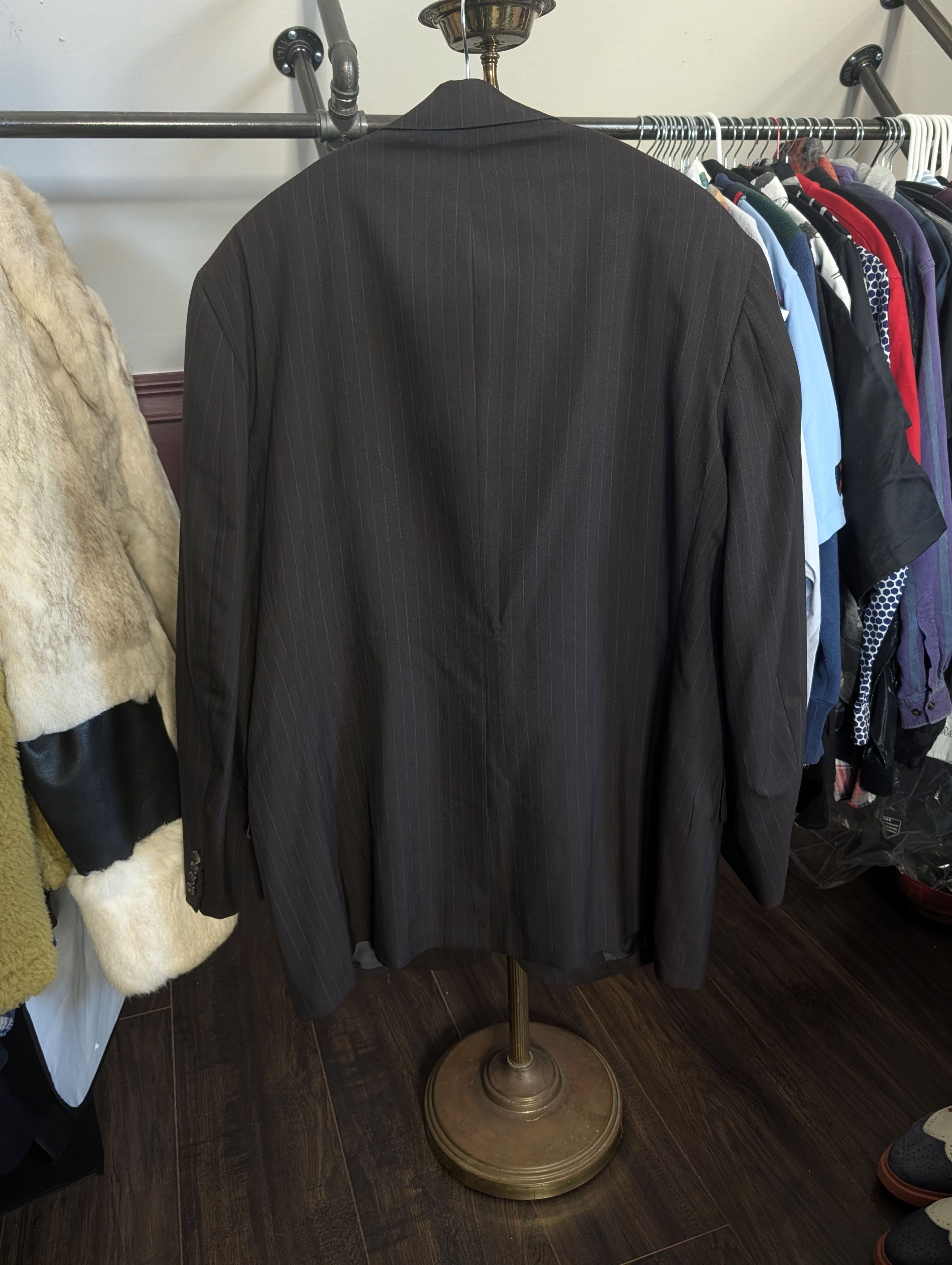 Oxxford Clothes 2pc Brown Pinstripe Super 100s Handmade Suit 44R Size 44R - 6 Thumbnail
