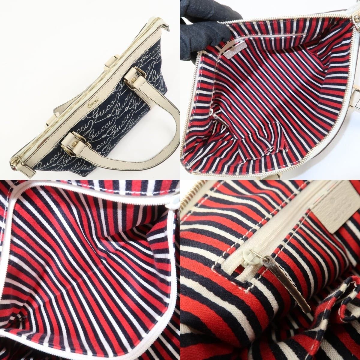 Gucci Gucci Abbey Canvas & Leather Shoulder Bag Navy Size ONE SIZE - 7 Thumbnail
