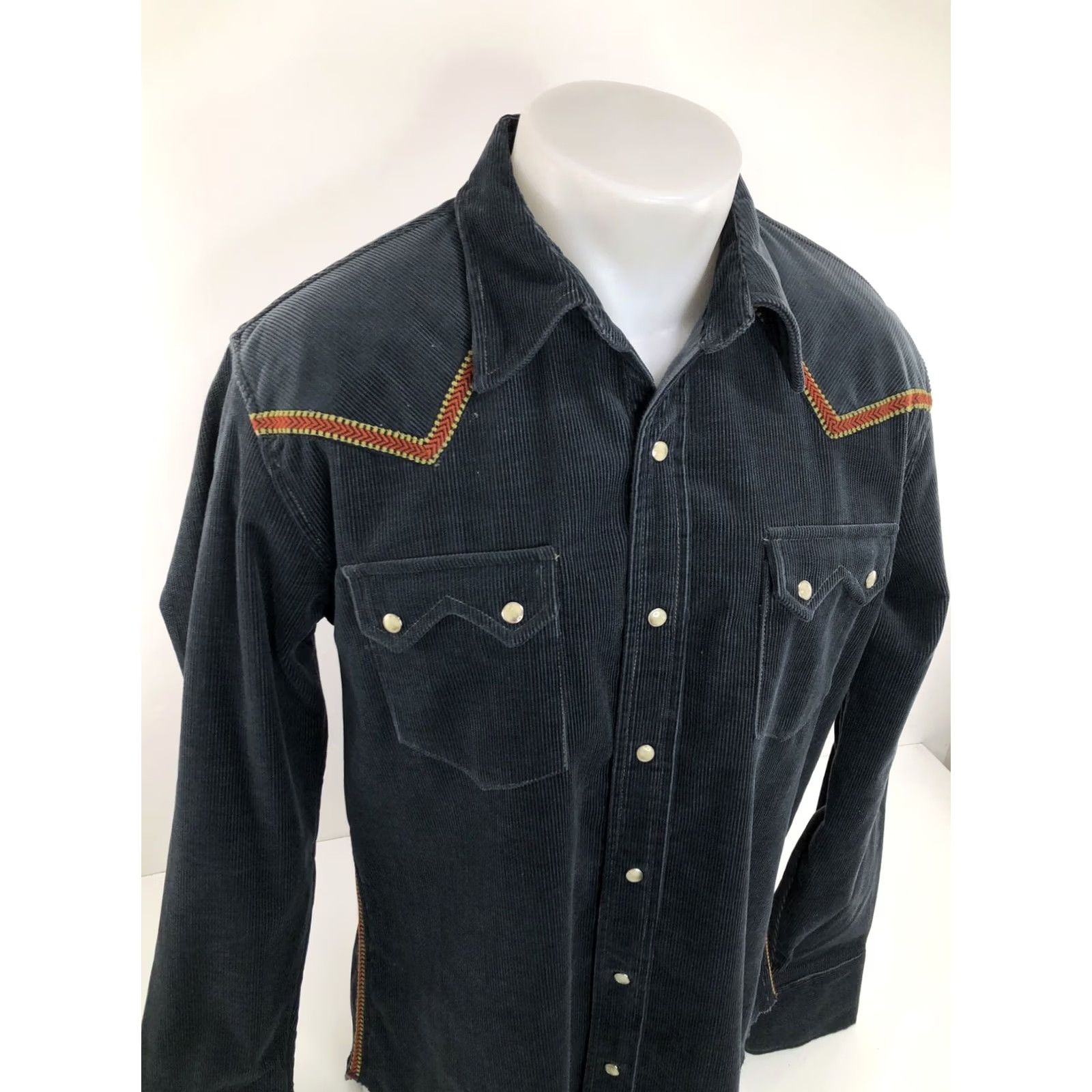 Vintage Freedman Limited Edition Marble Snap Corduroy Shirt XL Blue / Red Western Mens Size US XL / EU 56 / 4 - 2 Thumbnail