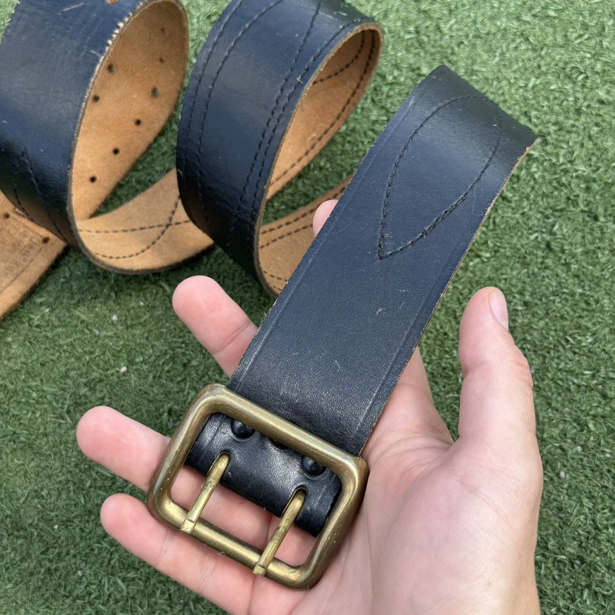 Vintage Old army officer leather double claw belt USSR soviet Size ONE SIZE - 3 Thumbnail