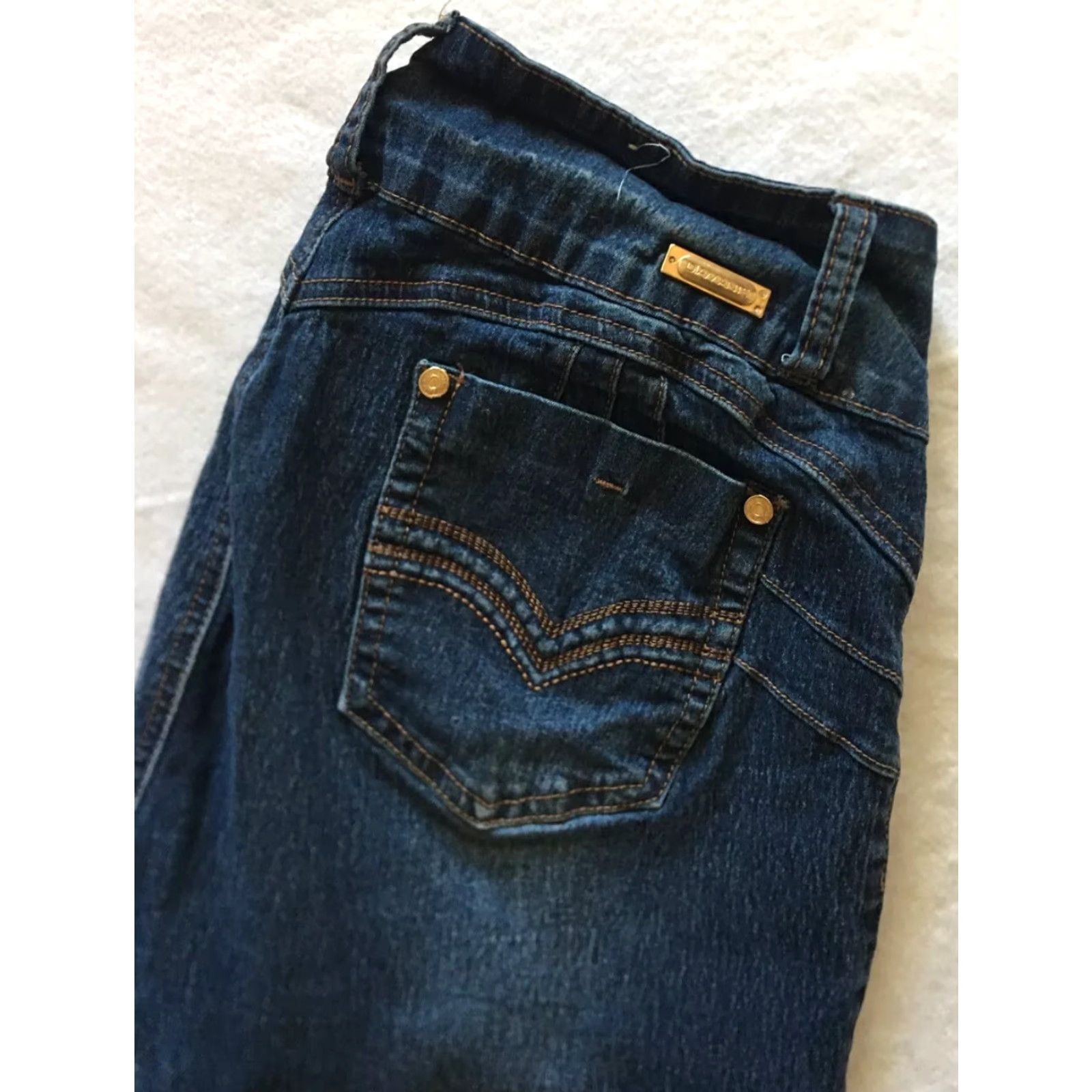 Vintage Diamante Jeans Women Juniors Size 11 Blue Skinny Stretch Denim Jeans Womens / 28 in Waist 30 in Inseam Size 32" / US 10 / IT 46 - 2 Thumbnail