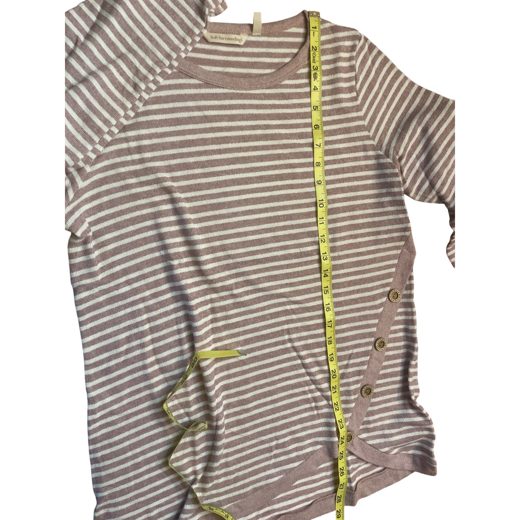 Anthropologie Striped Long Sleeve Top With Button Detail By Soft Surroundi Size M / US 6-8 / IT 42-44 - 3 Thumbnail