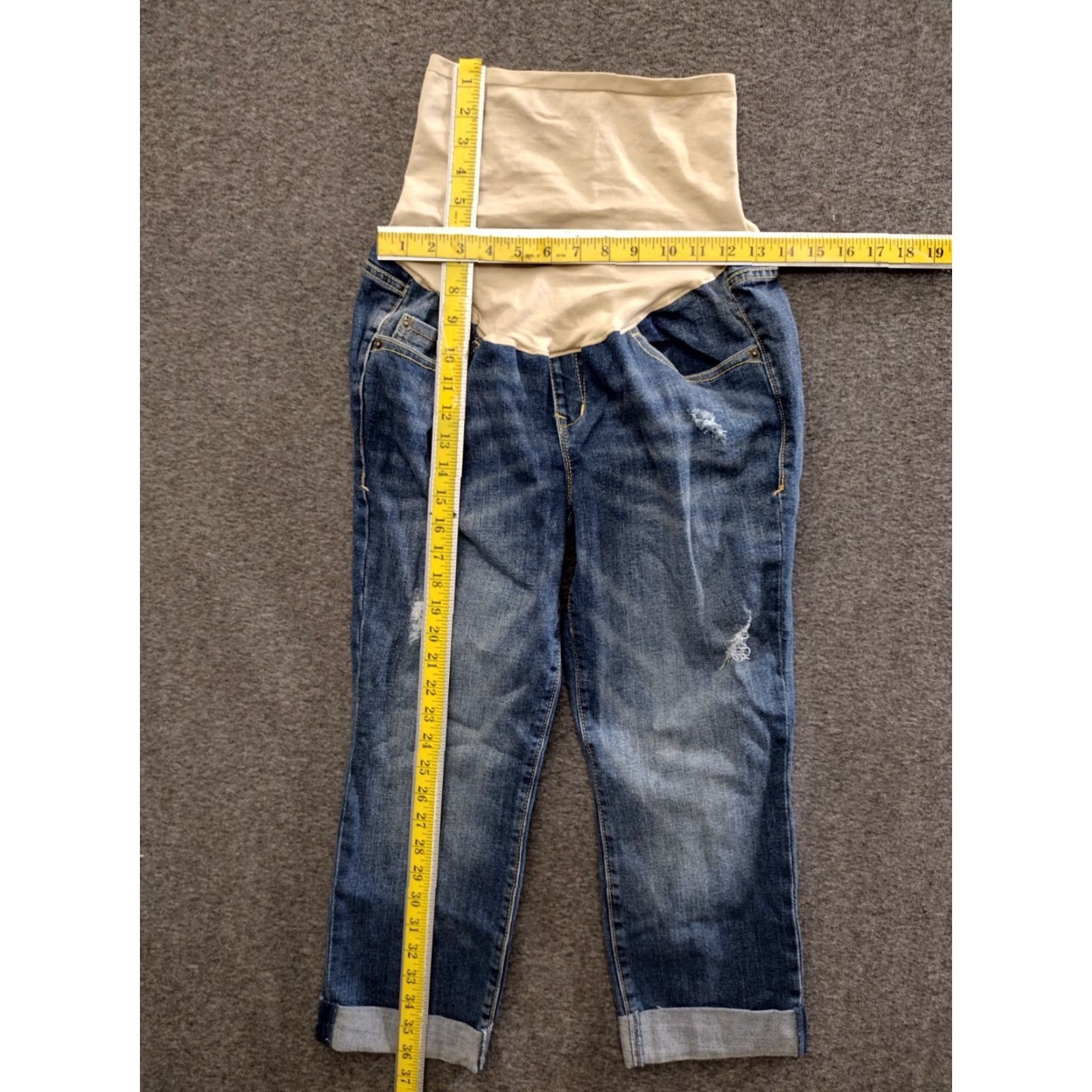 Old Navy OLD NAVY Distressed Cuffed Blue Denim Maternity Jeans Size 8 Size 30" / US 8 / IT 44 - 4 Thumbnail