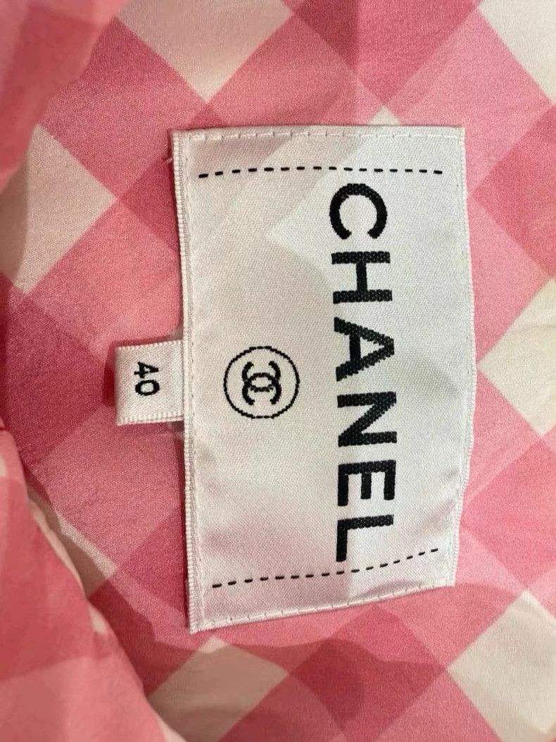 Chanel Chanel 23C pink and white plaid logo waist jacket Size S / US 4 / IT 40 - 7 Thumbnail
