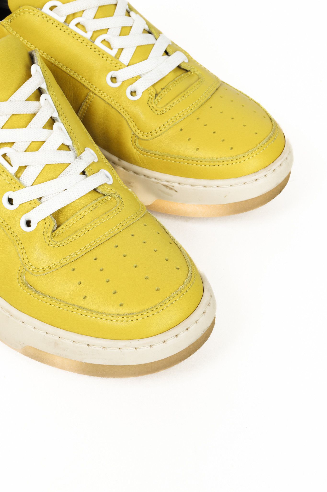 Acne Studios Acne Studios Perey Yellow Leather Low Top Lace Sneaker Size US 7.5 / IT 37.5 - 6 Thumbnail