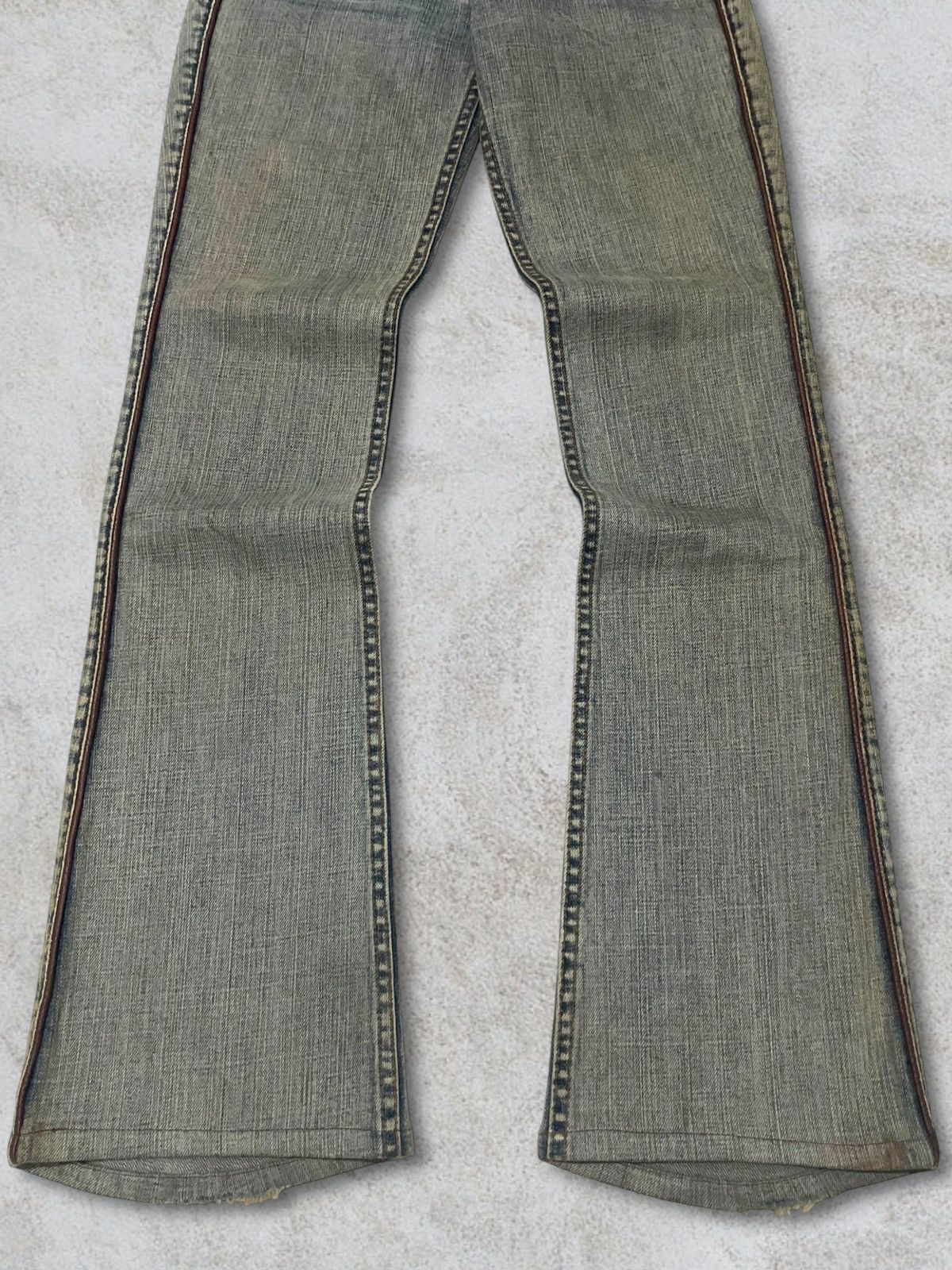 Nude Bad Girl Nuve Fade Wash Wax And Leather Style Flare Jeans Size 26" / US 2 / IT 38 - 9 Thumbnail
