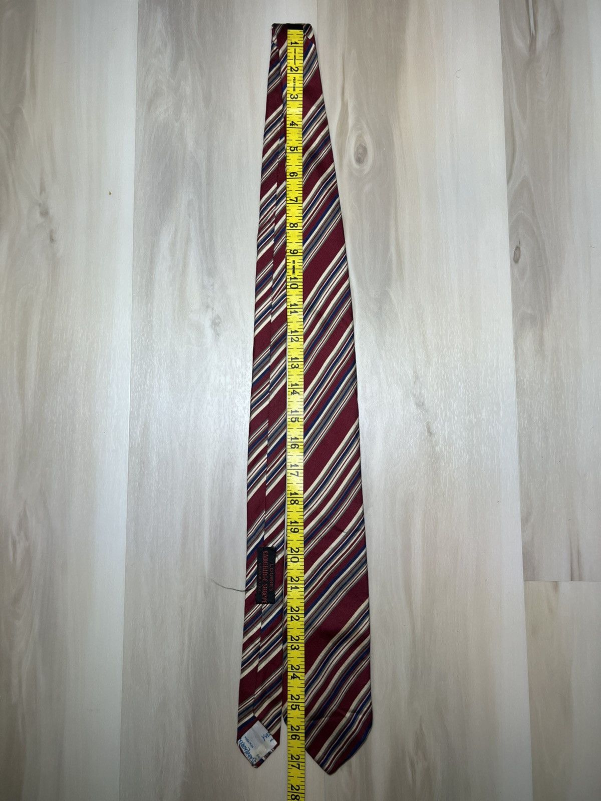 Yves Saint Laurent YSL Yves Saint Laurent Mens Red, Navy & Gold Stripes NeckTie Size ONE SIZE - 3 Thumbnail