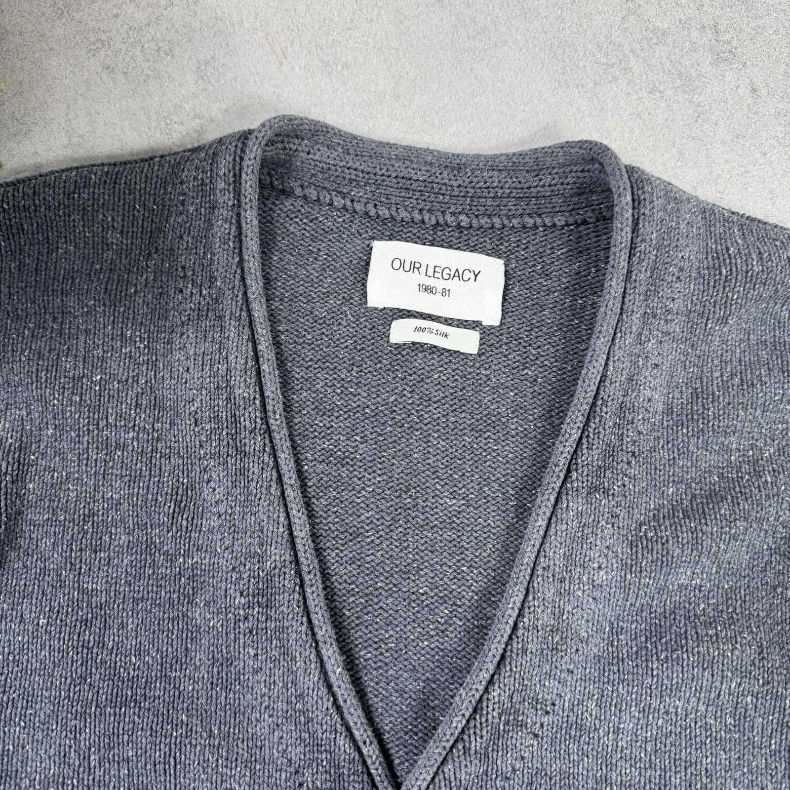 Our Legacy Our Legacy Men 100% Silk Grey Cardigan Size US M / EU 48-50 / 2 - 5 Thumbnail