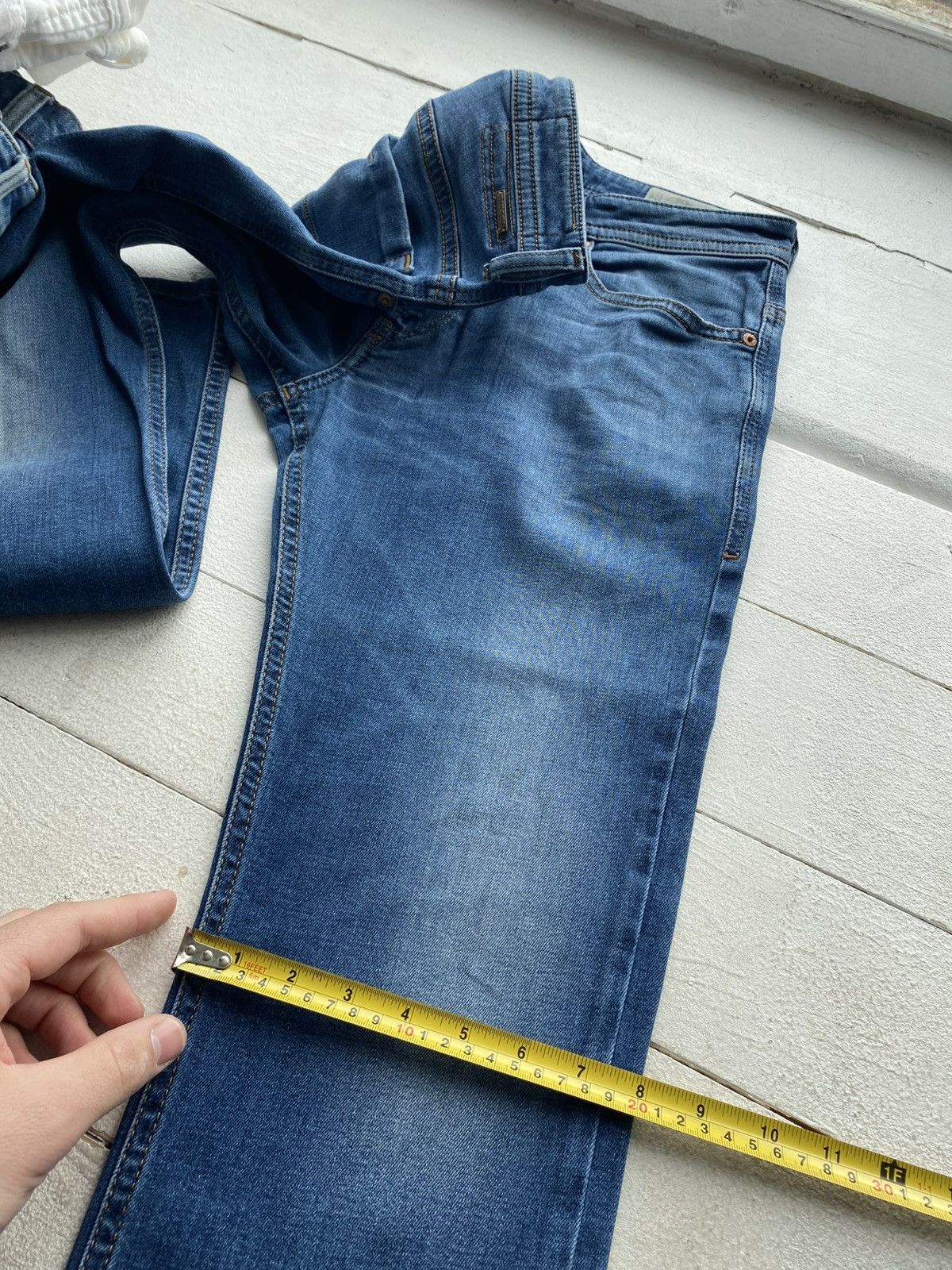 Diesel Luxury 00s Diesel Thommer Slim Skinny Jeans Distressed Blue Size US 33 - 19 Thumbnail