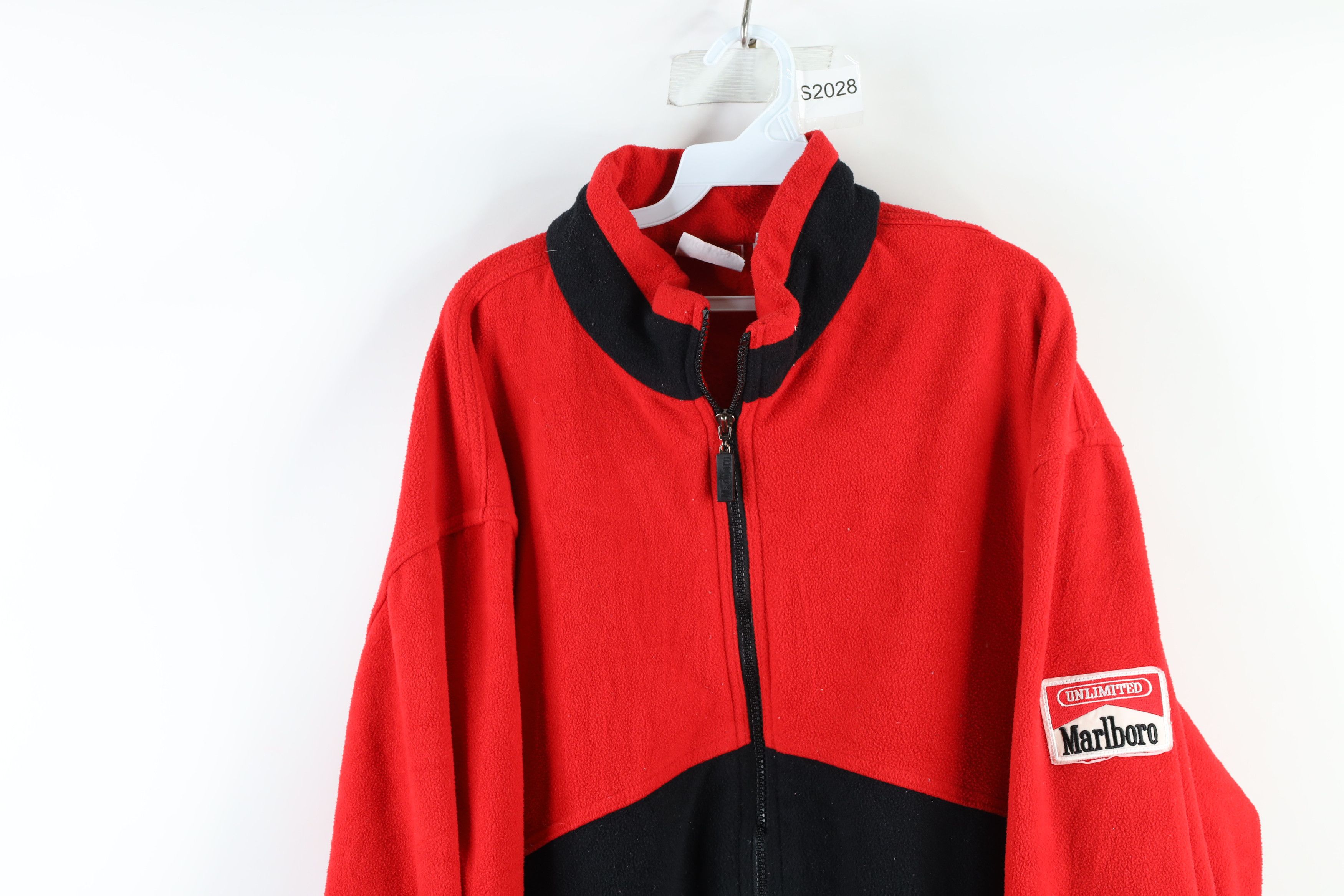 Marlboro × Vintage Vintage 90s Marlboro Spell Out Full Zip Fleece Jacket Red Size US XL / EU 56 / 4 - 2 Thumbnail
